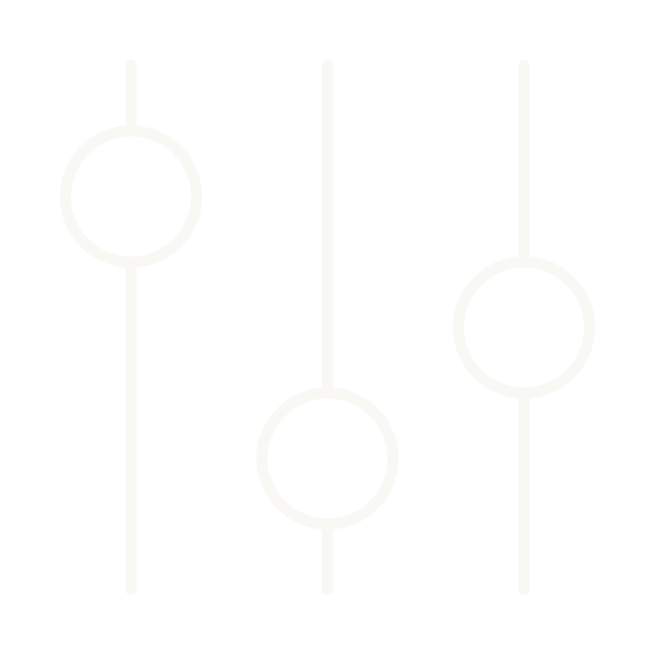 Black background with three white vertical lines and three outlined circles intersected by the lines.