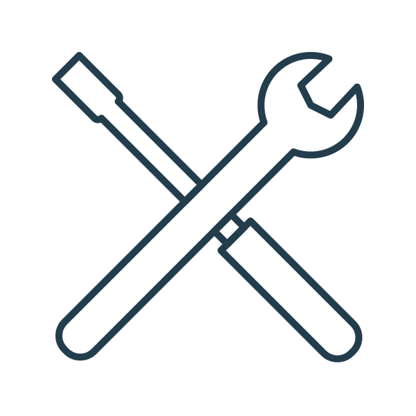 Icon of a screwdriver and a wrench crossed.