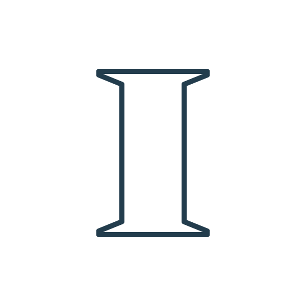 A black background with a stylized, outlined letter 'I' in the center.