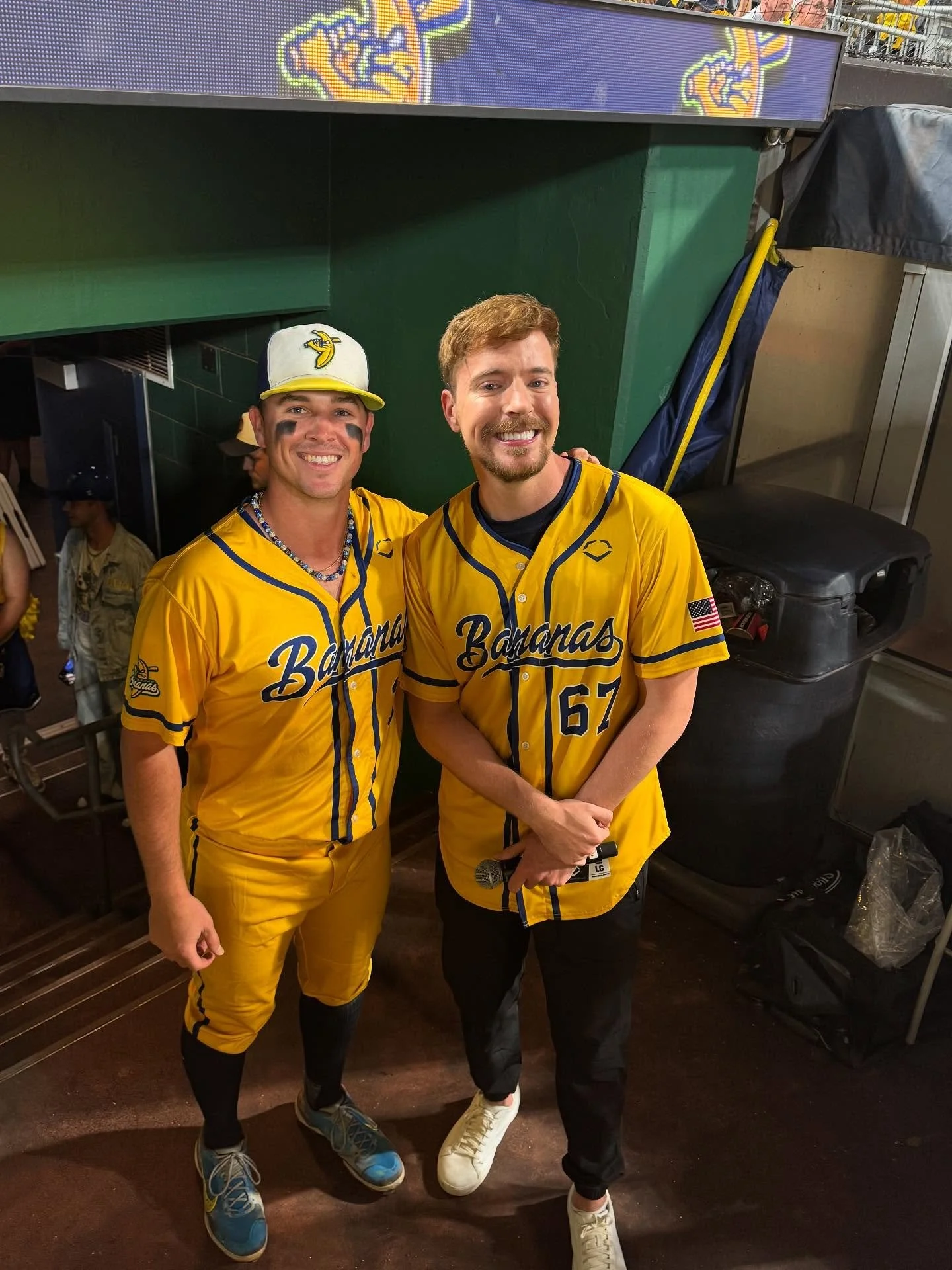 Thank you @mrbeast @chandlerhallow and the whole team for going bananas with us! Can&rsquo;t wait to watch the YouTube video and please come back again soon! 

#mrbeast #savannahbananas