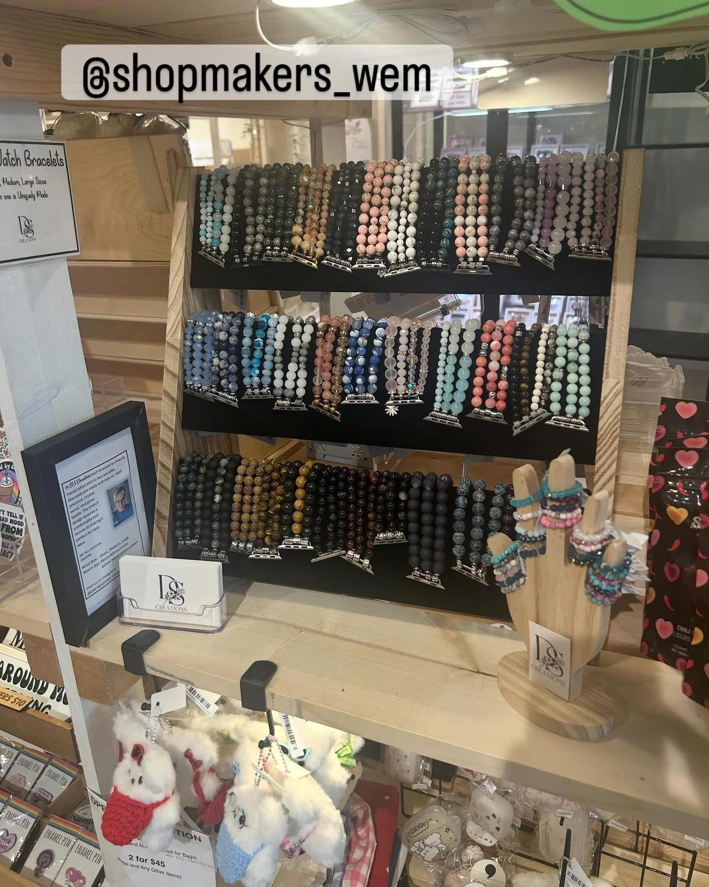 New display at Makers West Edmonton Mall.  DS Creations is now selling a men&rsquo;s line of Beaded Apple Watch Bracelets as well as beaded rings. 
#beadwork #beadjewelry #beadbracelets #beadaddict