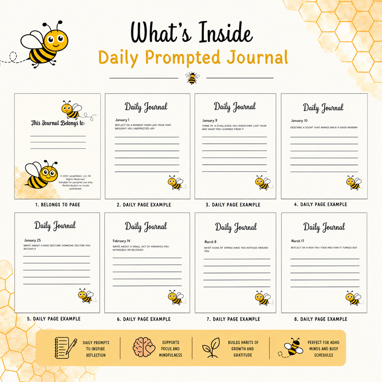 Daily Gratitude Bubble Bee Journal