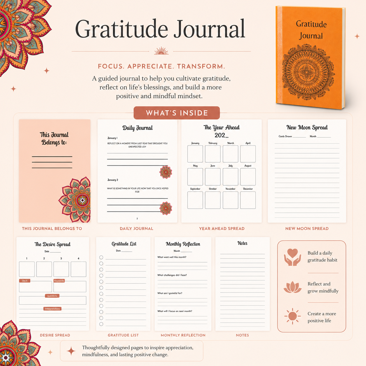 Orange and Black Mandela Gratitude Journal