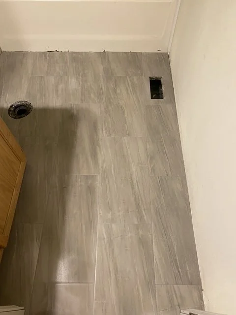 Tile floor by Lehman Construction in Roseburg, Oregon.