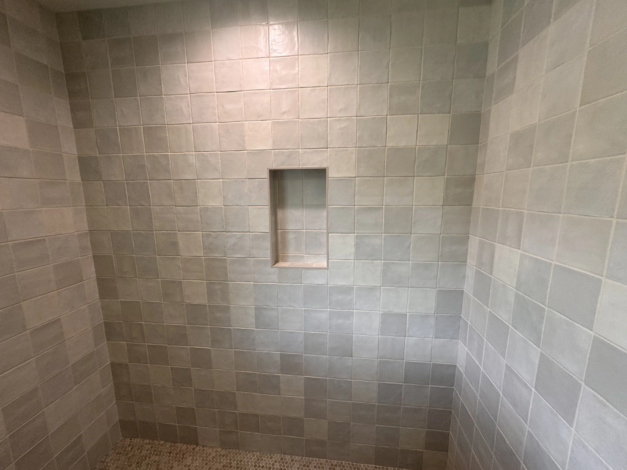 New construction tile shower by Lehman Construction in Roseburg, Oregon.