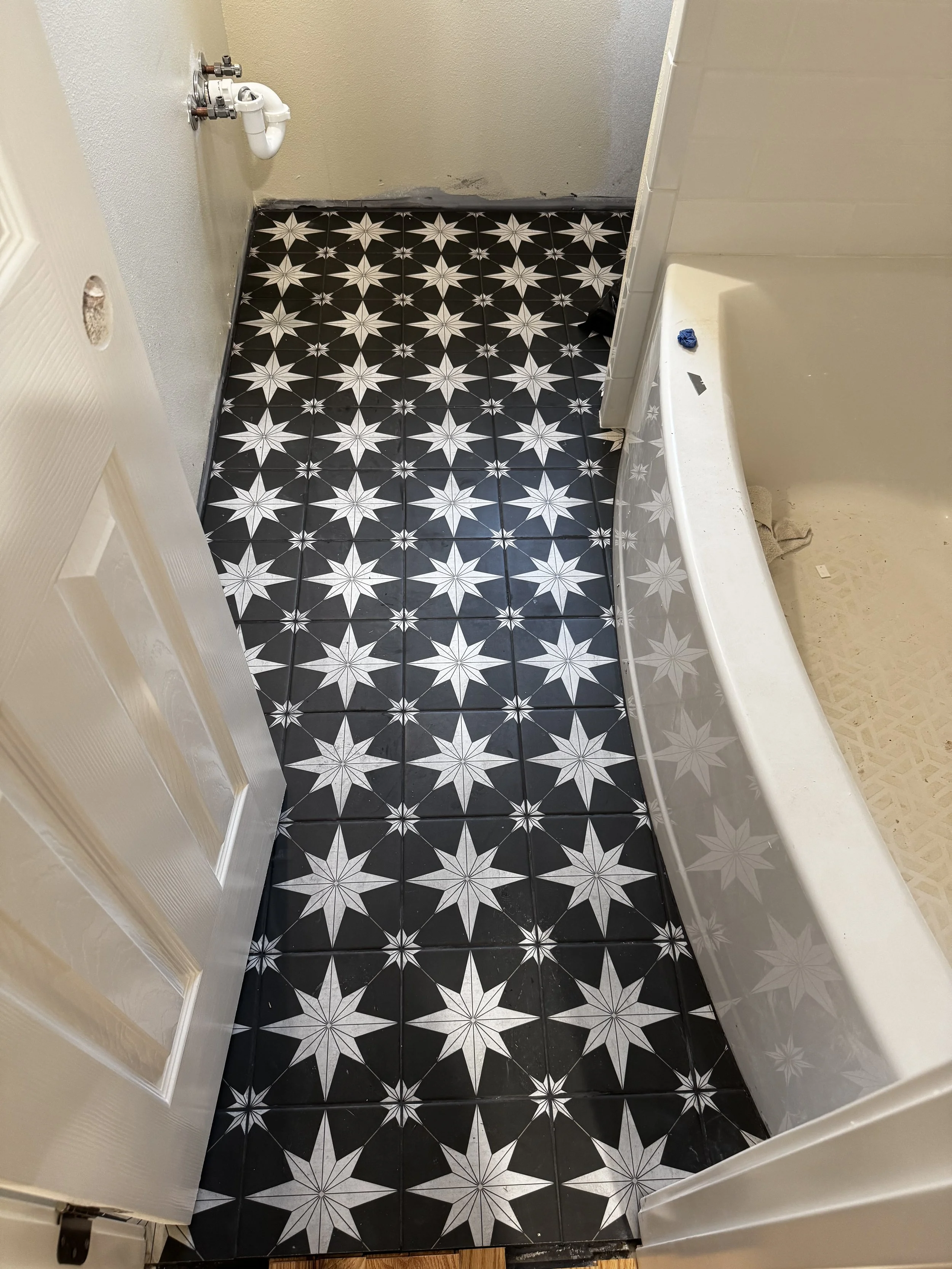 Tile flooring installation by Lehman Construction in Roseburg, Oregon.