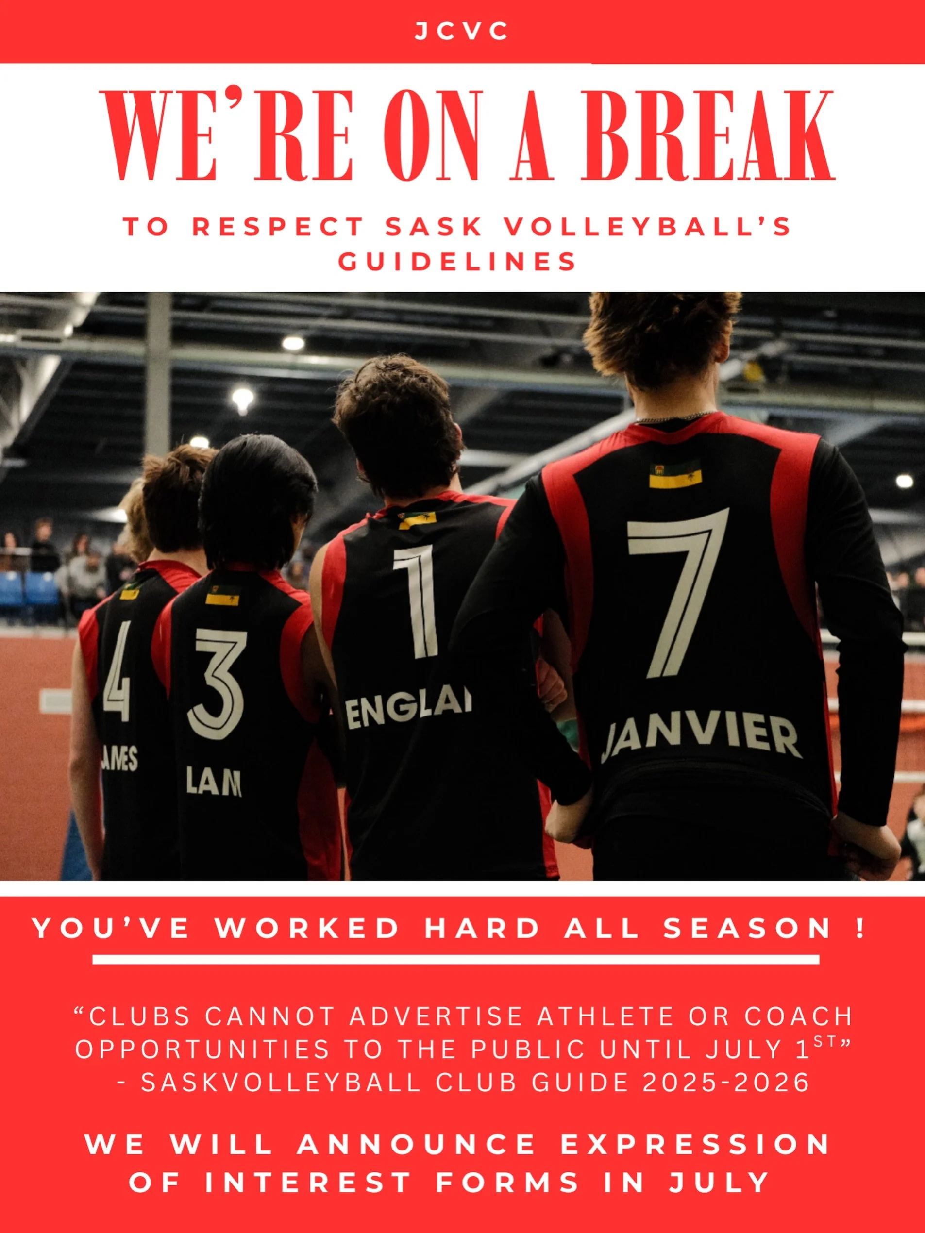 Know the rules - Athletes cannot be contacted by club personnel for recruitment purposes until July 1st. Take June off athletes ! You deserve a break which is why Saskvolleyball has these rules. Parents, protect your athletes and don&rsquo;t let coac