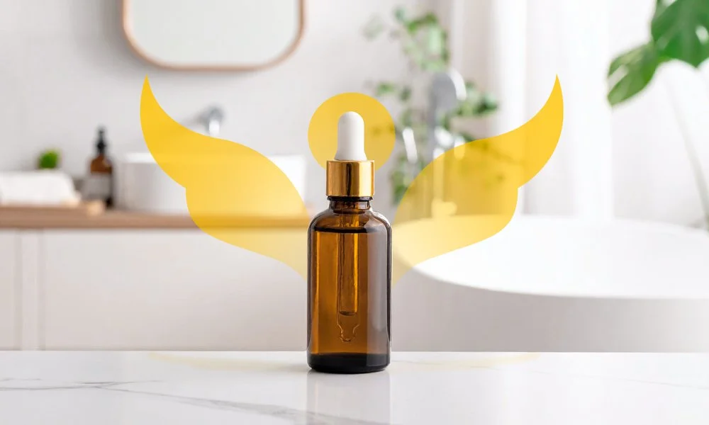 Phoenix Pharmacy tincture bottle with dropper on bathroom counter, representing everyday medicine cabinet essentials to keep on hand.