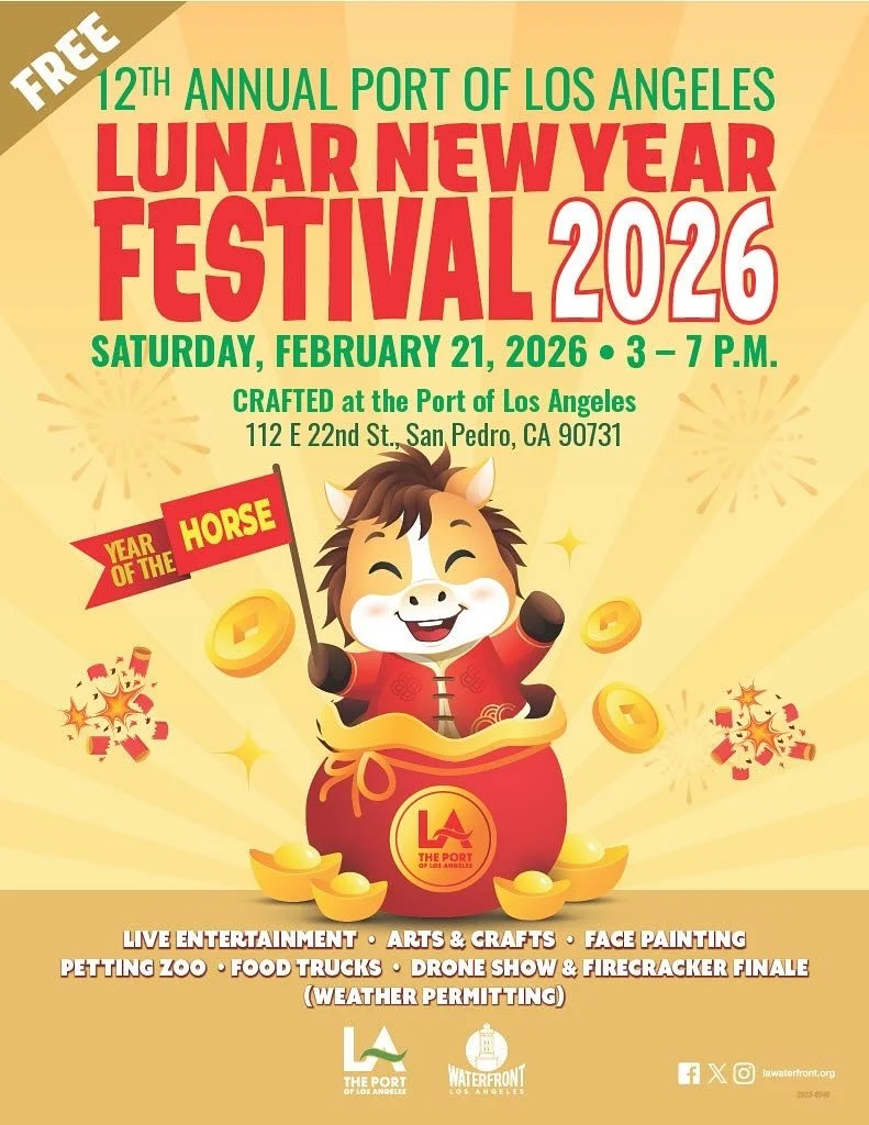 Join us at @craftedportla for the 12th Annual Port of Los Angeles Lunar New Year Festival THIS SATURDAY, February 21st from 3&ndash;7PM 🐎 🔥 
We&rsquo;re welcoming the Year of the Fire Horse &mdash; a powerful symbol of freedom, strength, passion, a