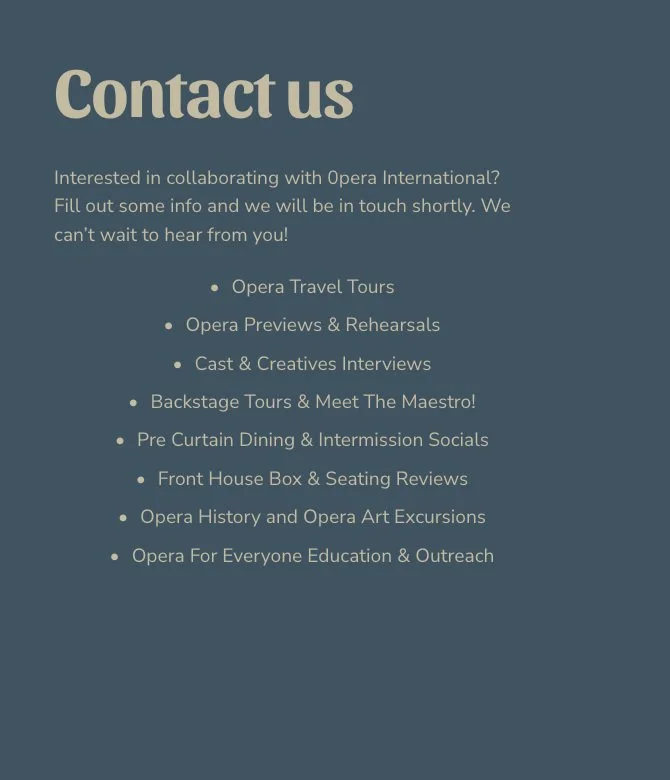 Opera International Music Performing Arts Fine Arts Arts and Culture Philanthropy