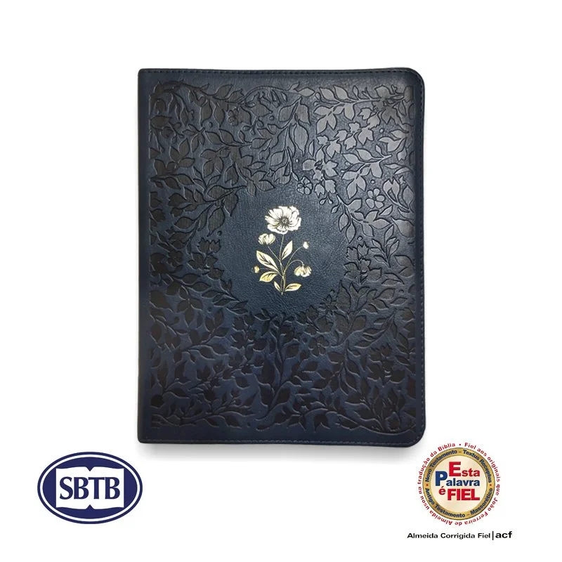 Bíblia ACF Leitura Perfeita com Espaço para Anotações - Luxo Azul Florida - cód. 6081