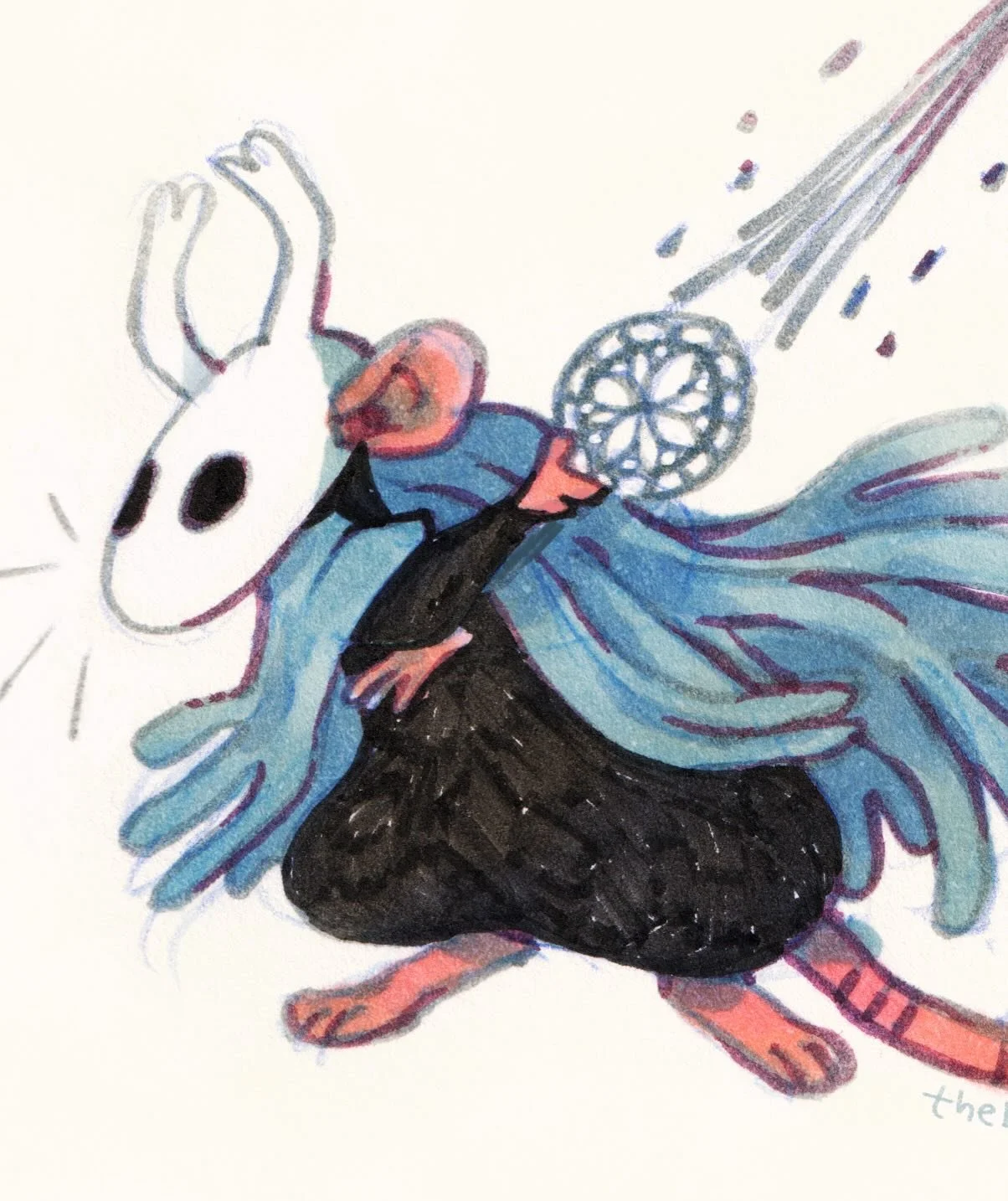 Dream (nail) Rat
Had fun thinking of a little Hollow Knight rat :)
#rattober #rattober2025
&mdash;
This year I&rsquo;m practicing with a few brush pens in different colors, and copic markers. I knew I would not have time for all 31 this year, so keep
