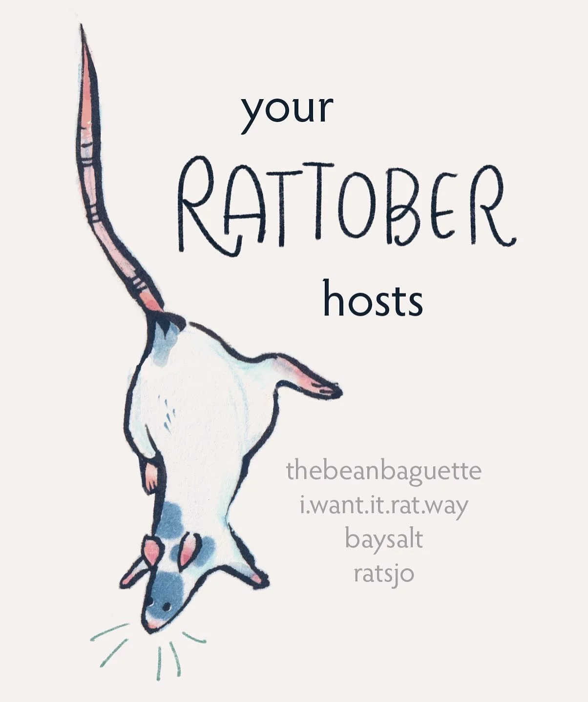 RATTOBER is well under way and we hope you have been enjoying the list! I wanted to put this together to highlight my co-hosts this year and their prompt darlings, so&mdash;meet your hosts! @thebeanbaguette @i.want.it.rat.way @baysalt @ratsjo 🐀 ✨ 
F