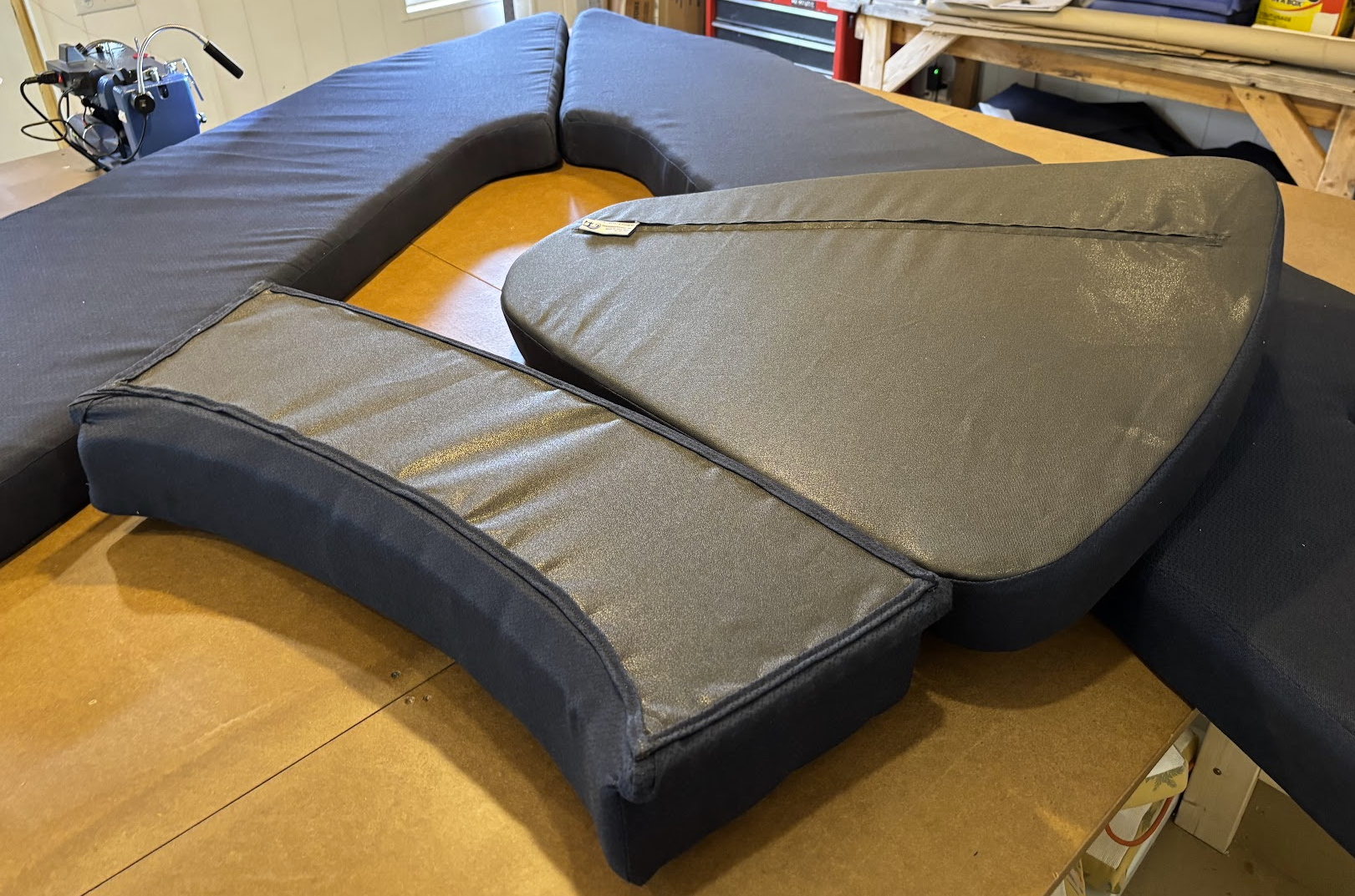 Custom marine cushions designed for fitted boat bow seating