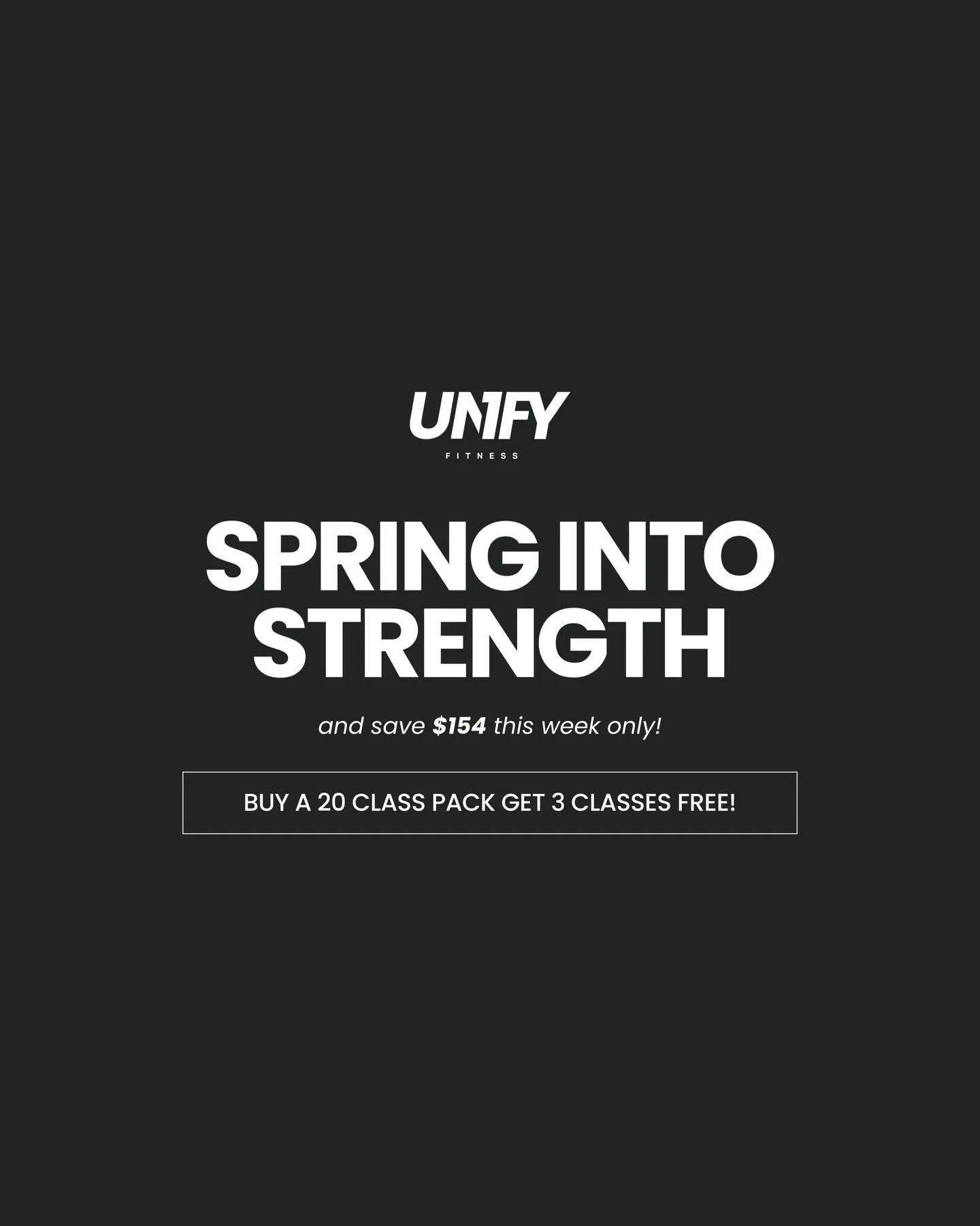 It&rsquo;s officially time to Spring Into Strength 🌼

For this week only, purchase a 20-class pack and get 3 bonus classes for FREE. That&rsquo;s $154 in savings!

Sale ends this Sunday 4/12, so if you&rsquo;ve been waiting for a sign&hellip; this i