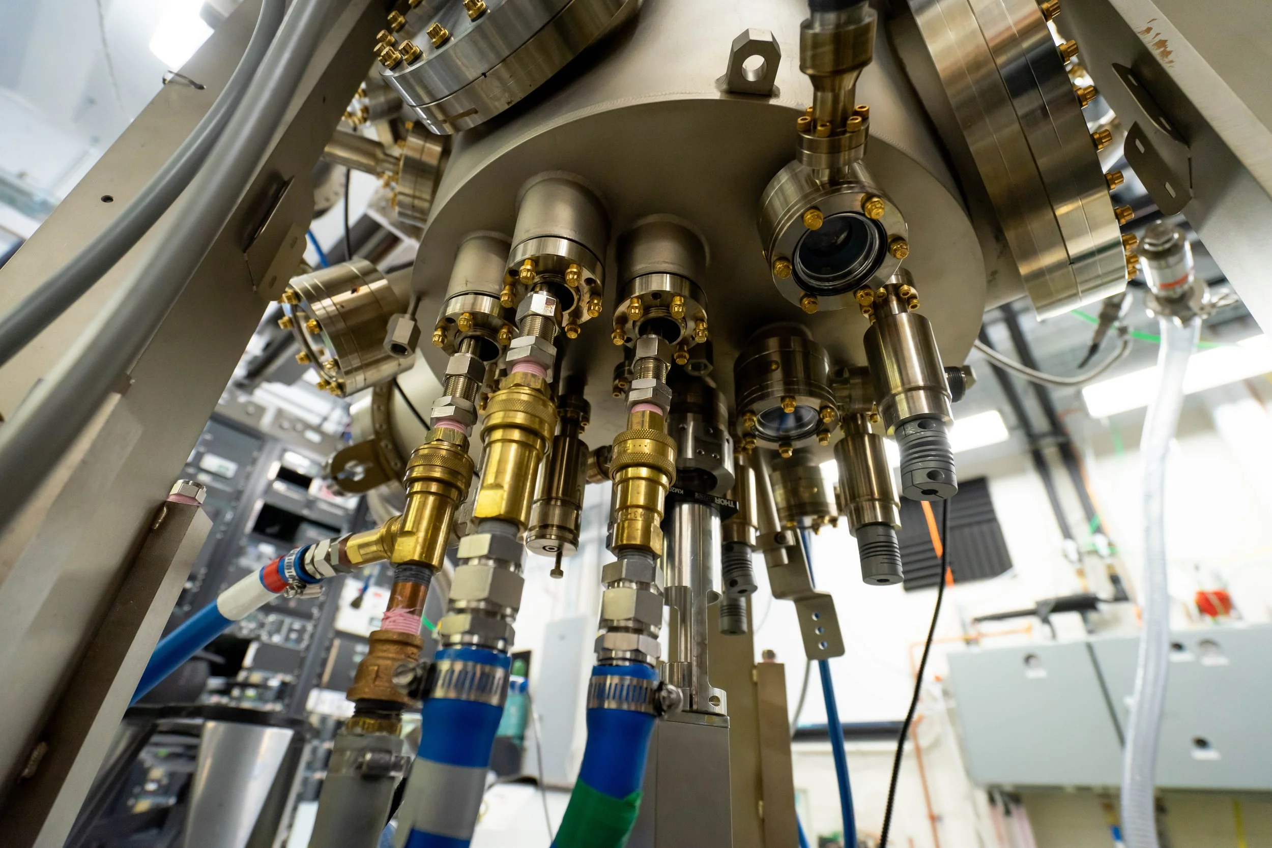 Bottom of the Synergy molecular beam epitaxy system.
