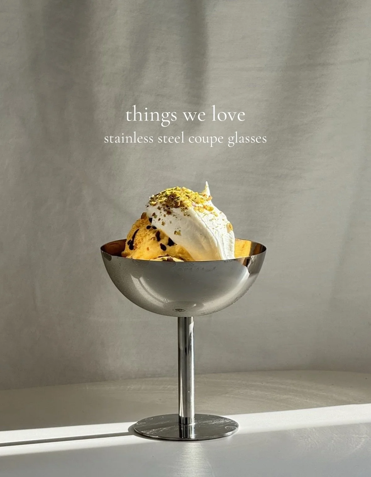 Things we love Pt. 4 - stainless steel coupe glasses for pretty much everything! Which is your favorite?