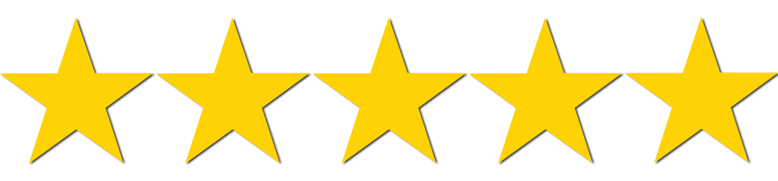 Five gold stars and one gray star on a black background.