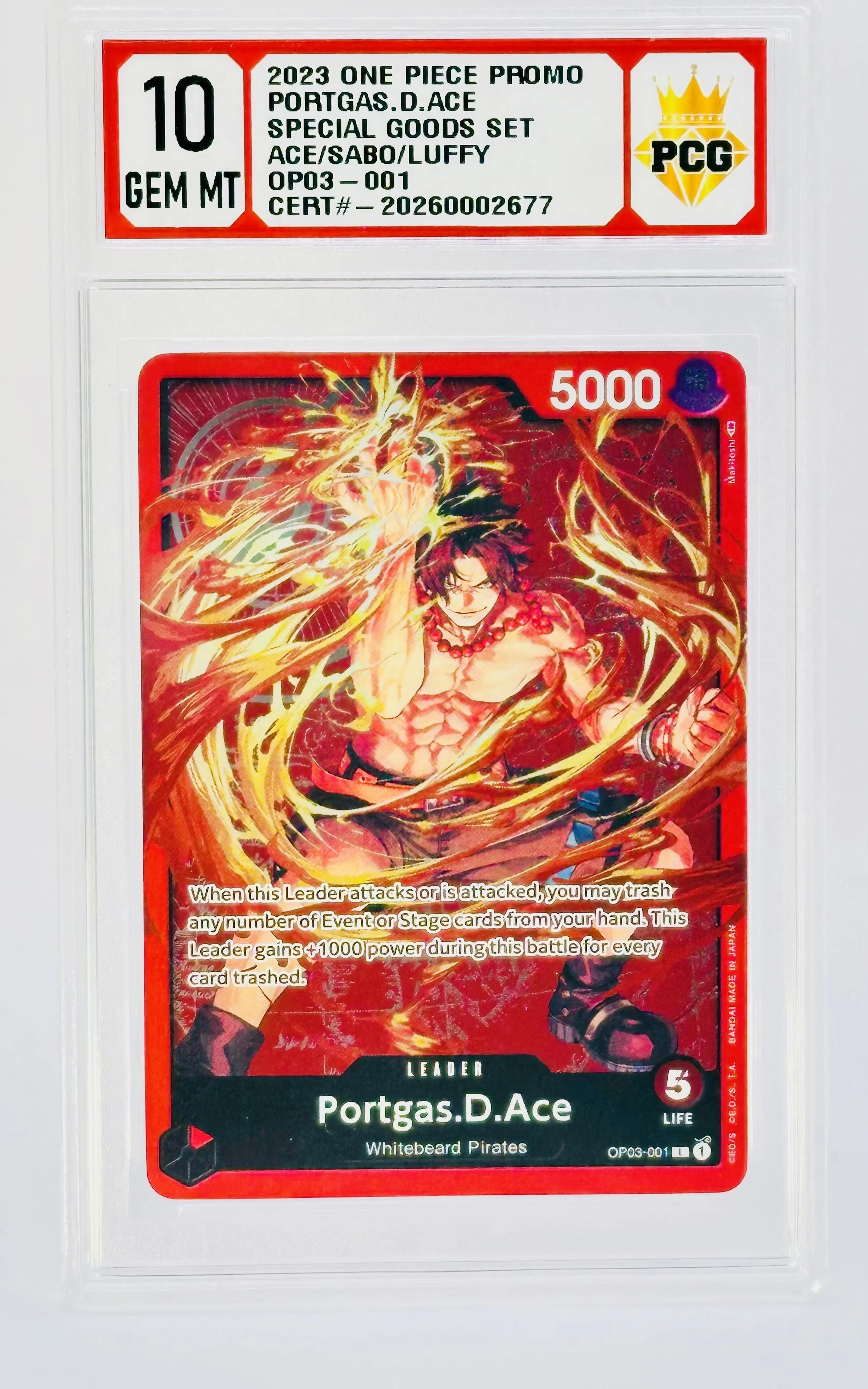 #20260002677 2023 ACE/SABO/LUFFY 10 GEM MT