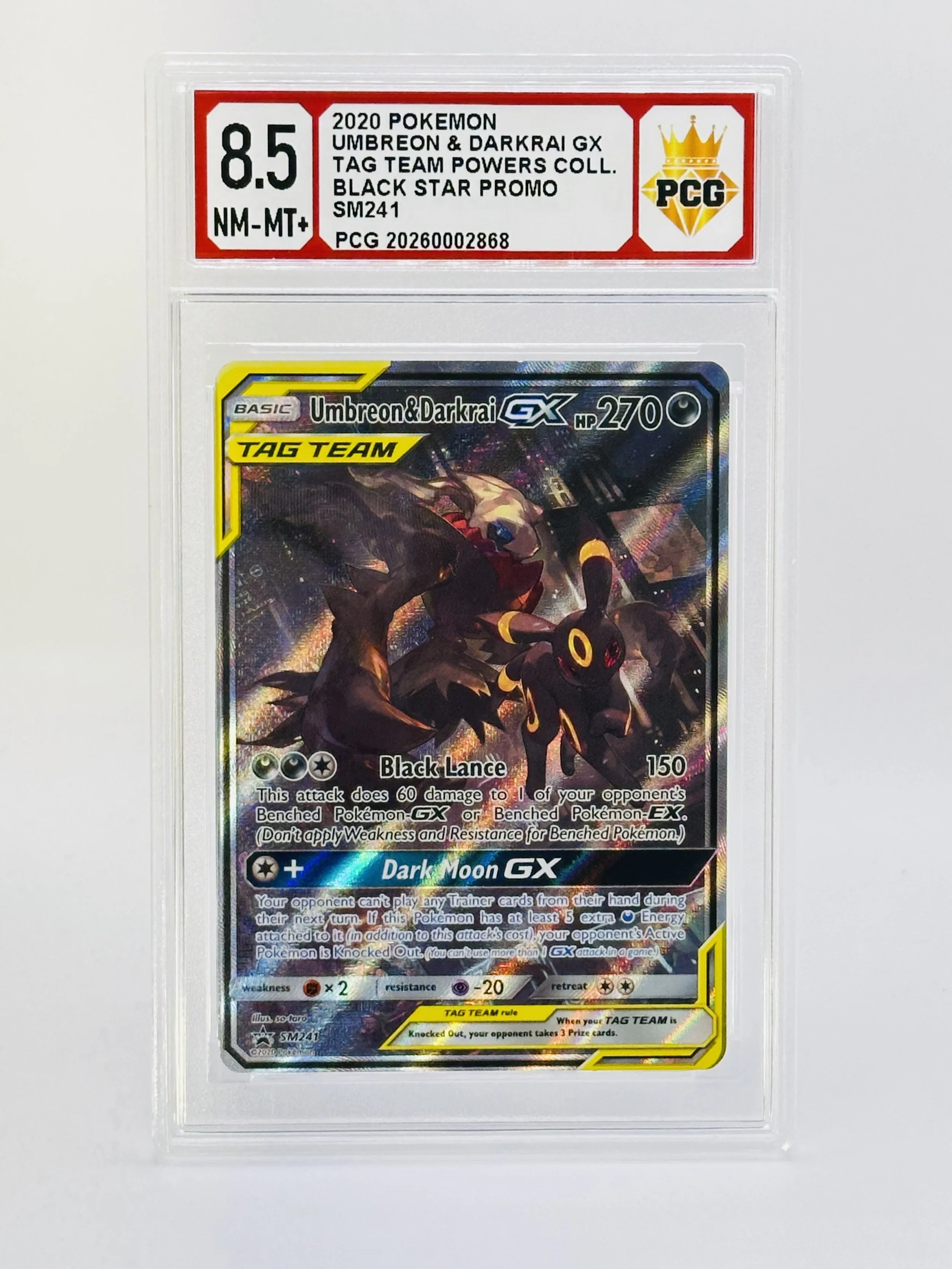 #20260002868 2020 UMBREON & DARKRAI GX 8.5 NM-MT