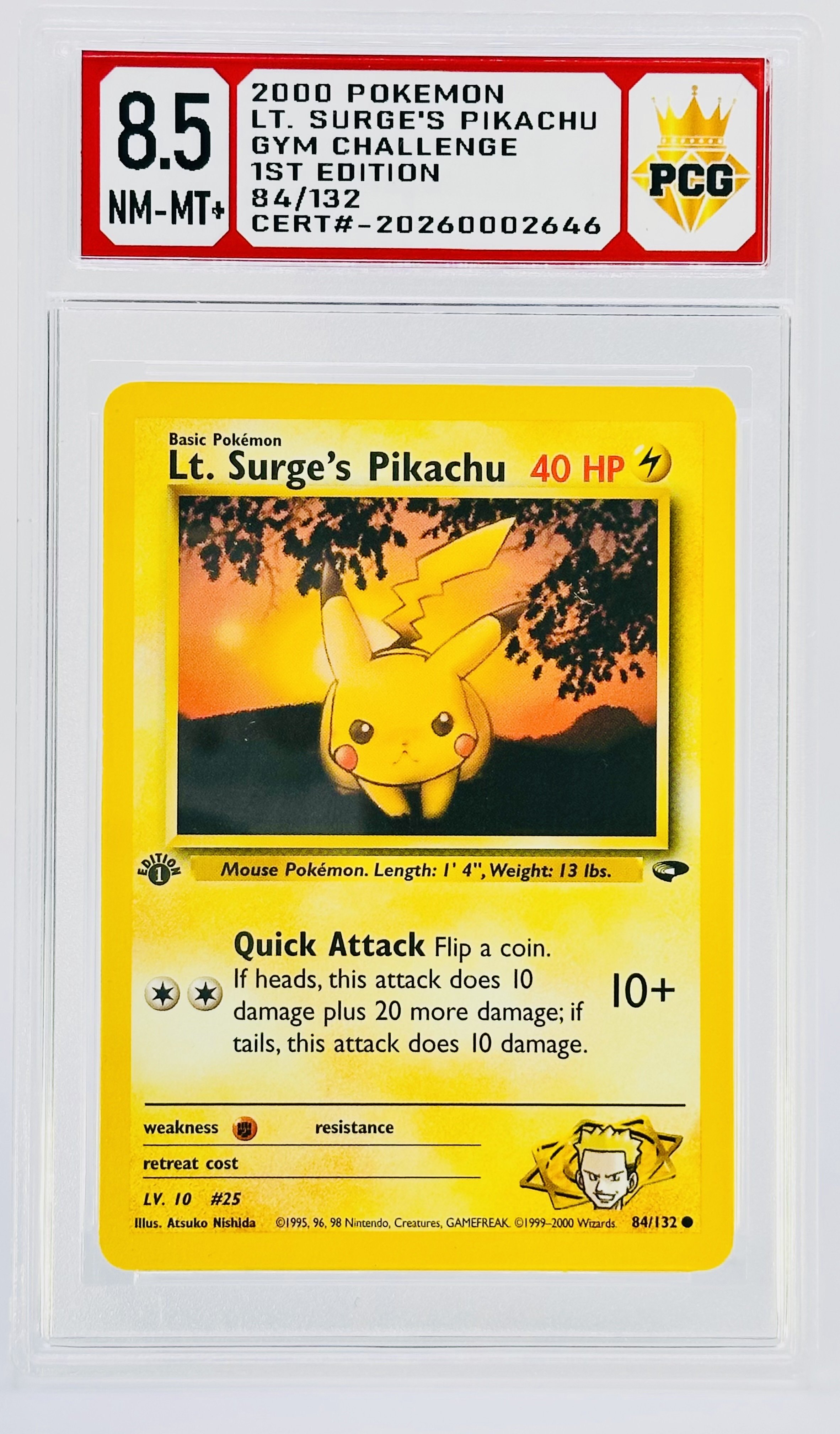 #20260002646 2000 LT. SURGE'S PIKACHU 8.5 NM-MT+
