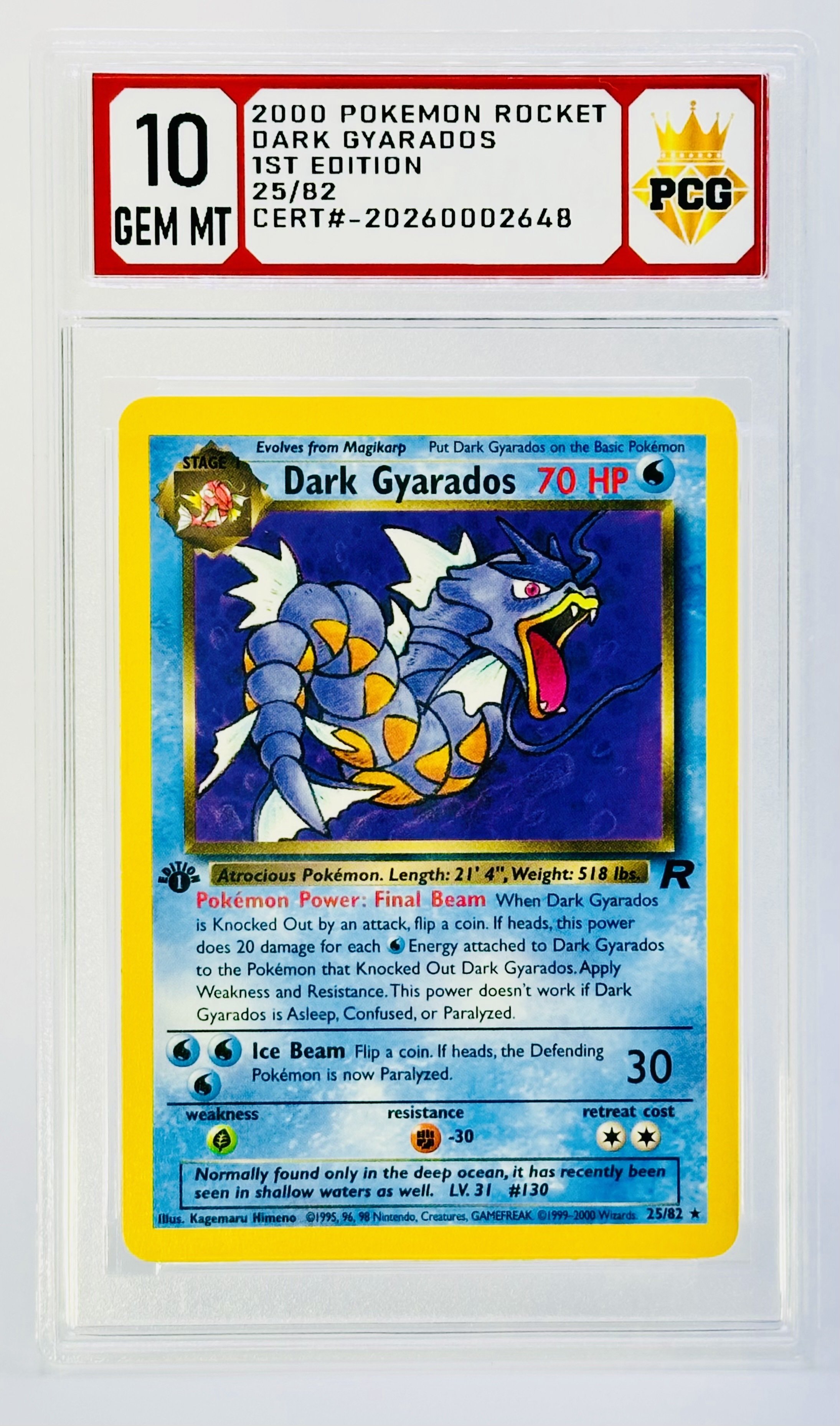 #20260002648 2000 DARK GYARADOS 10 GEM MT