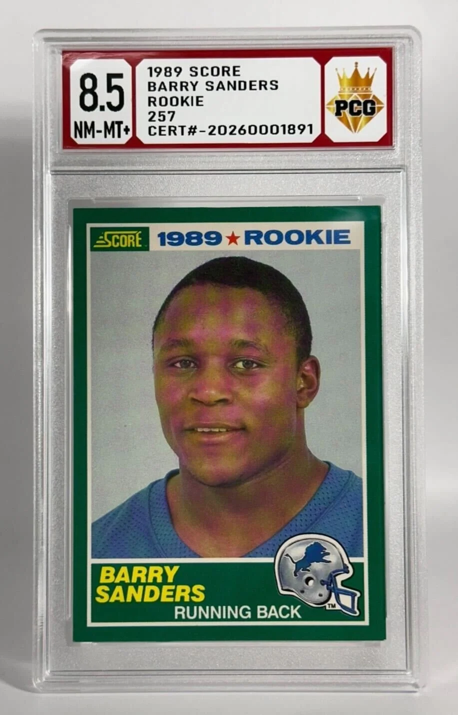 #20260001891 1989 BARRY SANDERS RC 8.5 NM-MT+