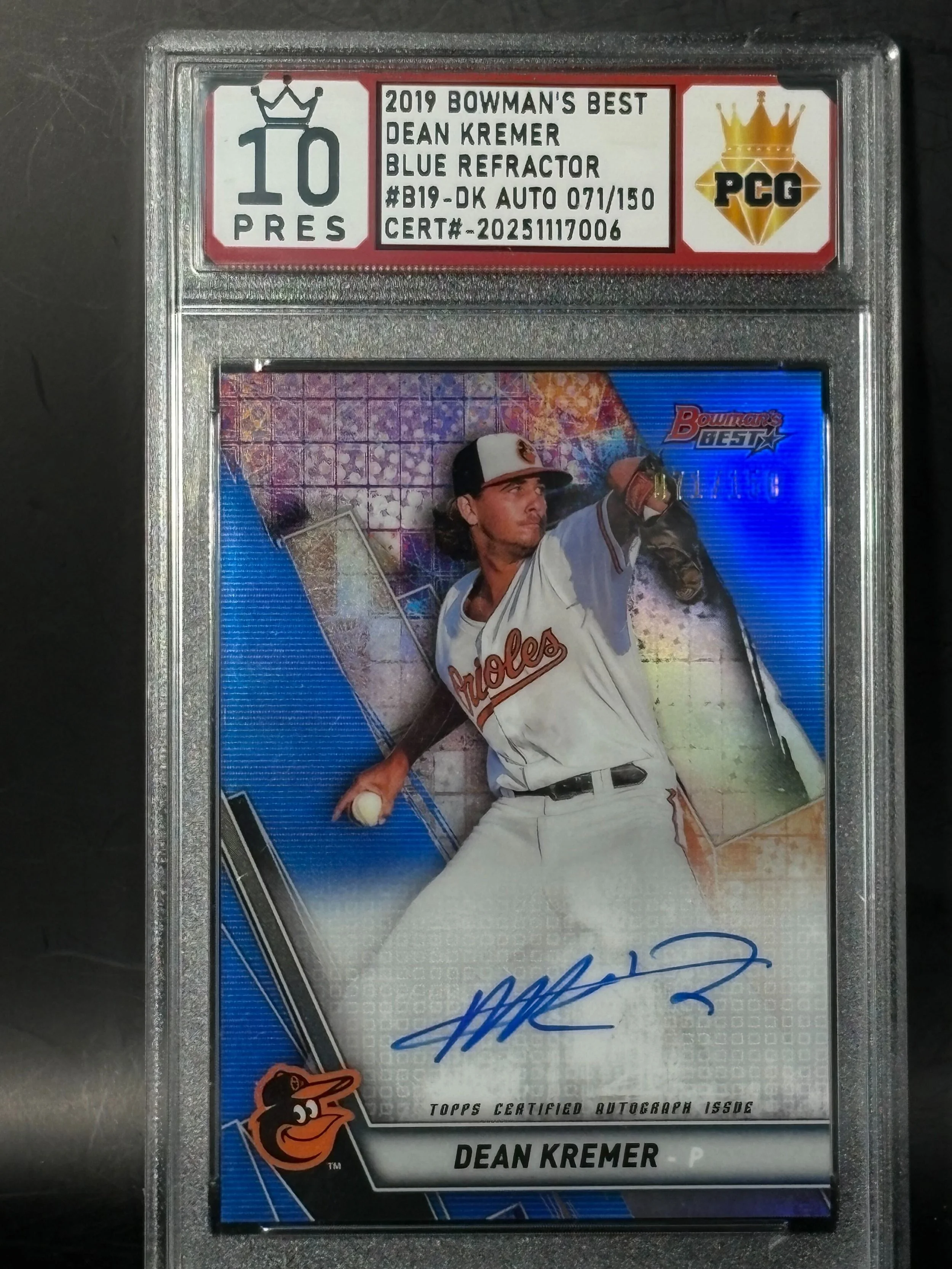 #20251117006 Dean Kremer Autograph 10 Prestigious (Highest Grade)