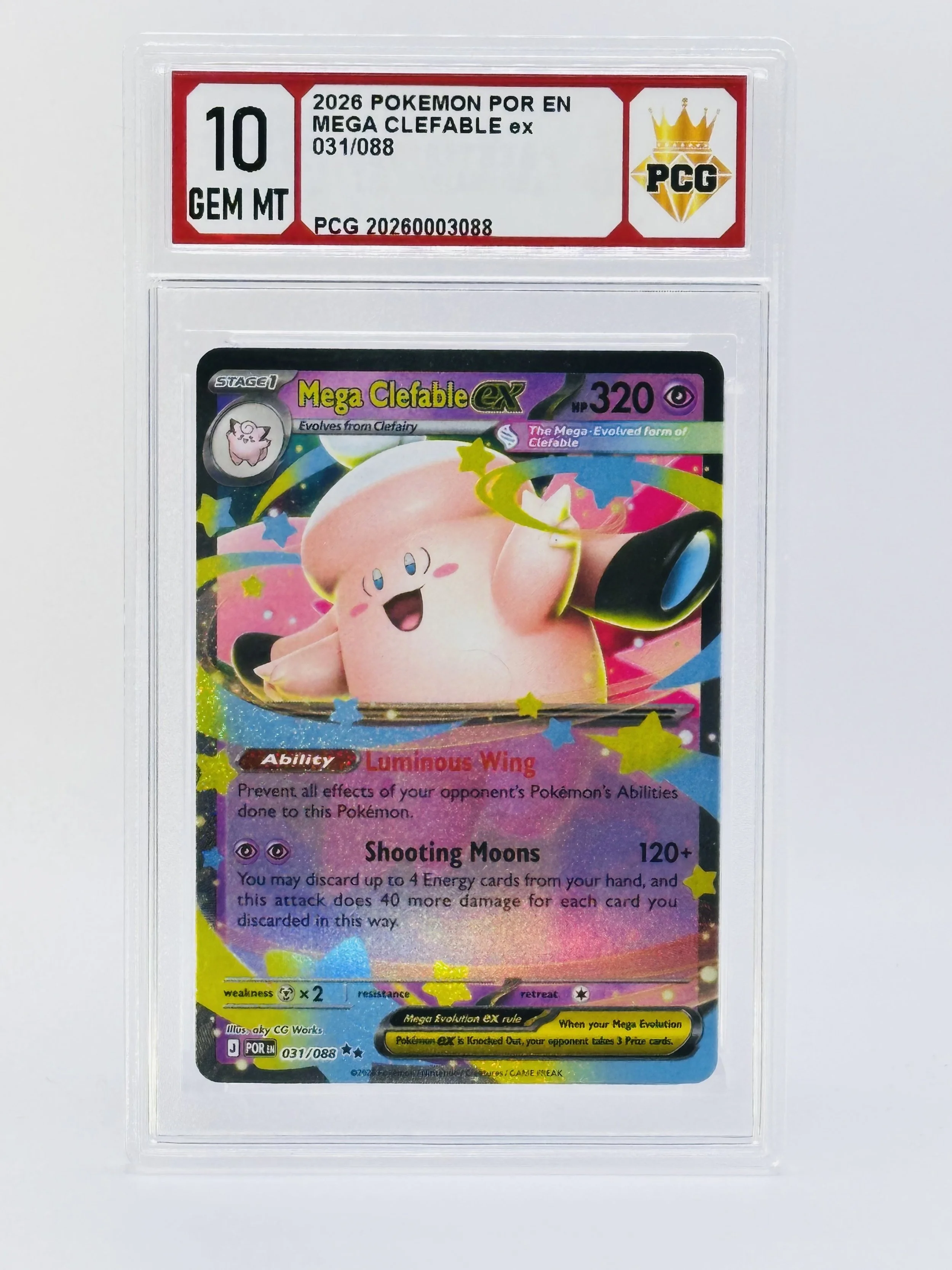 #20260003088 2026 MEGA CLEFABLE EX 10 GEM MT