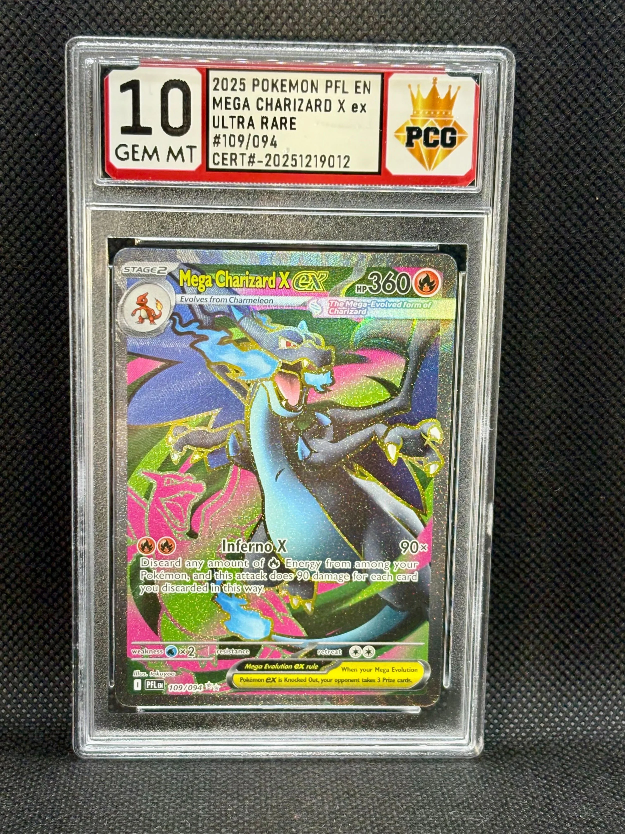 #20251219012 2025 POKEMON PFL EN MEGA CHARIZARD X EX 10 GEM MT