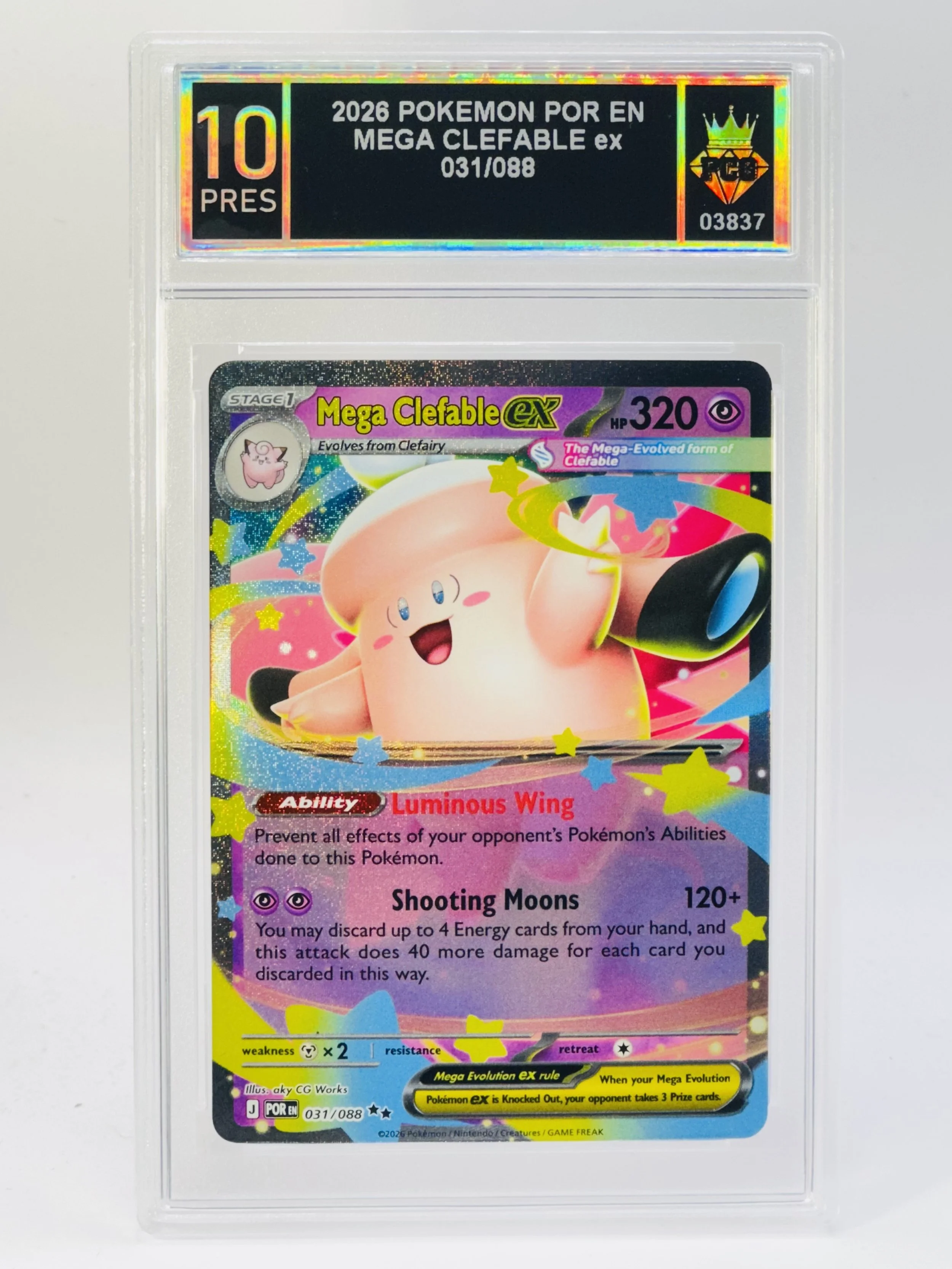 #20260003837 2026 MEGA CLEFABLE EX 10 PRESTIGIOUS