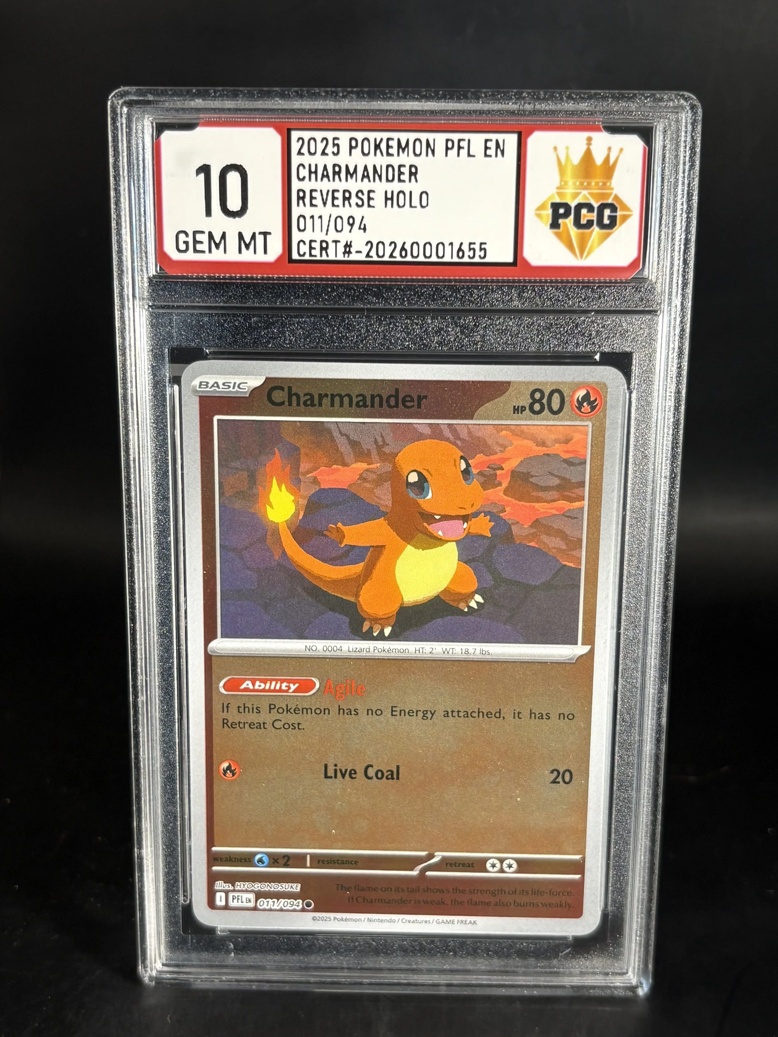 #20260001655 2025 CHARMANDER 10 GEM MT