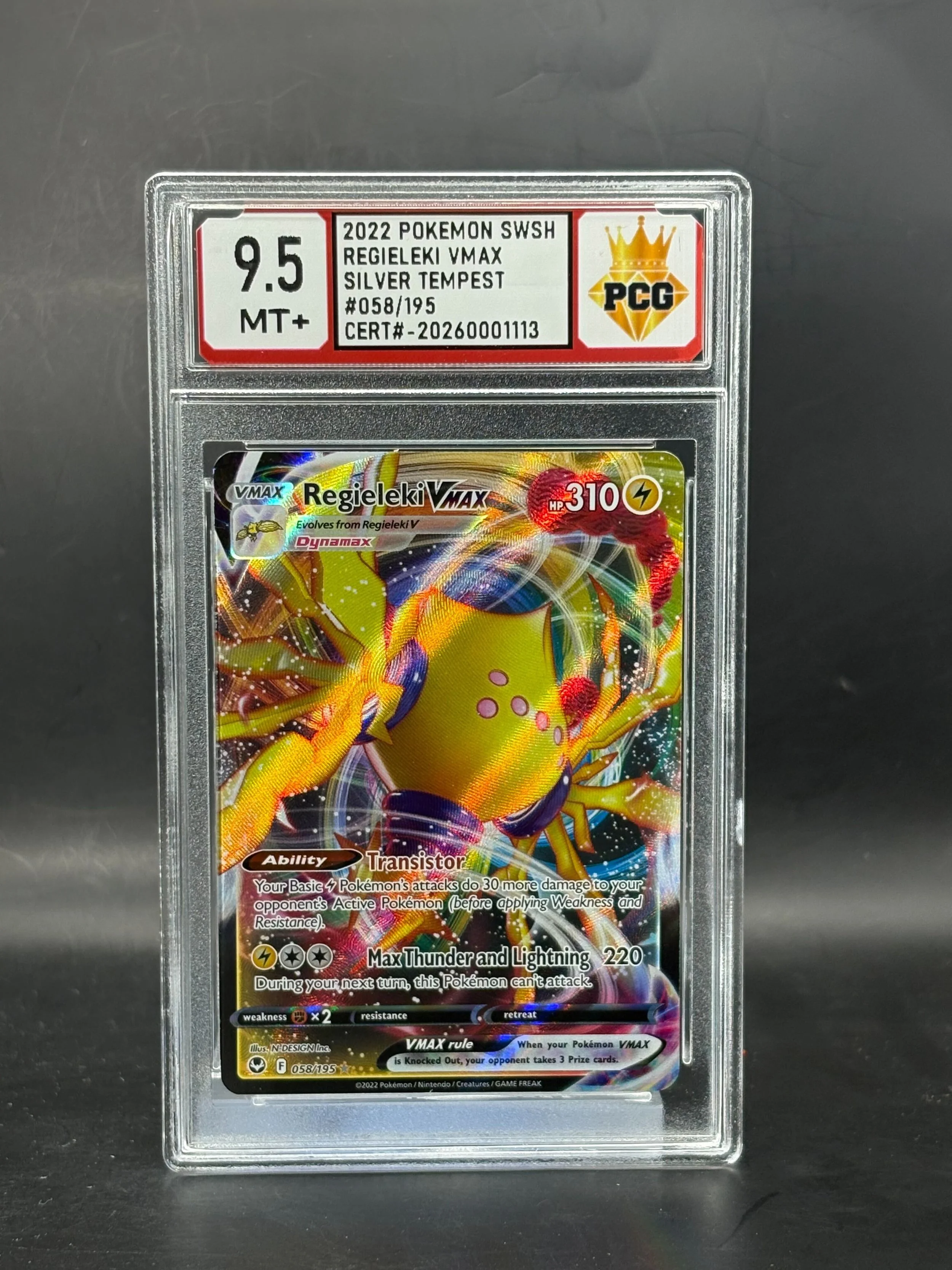 #20260001113 2022 POKEMON SWSHREGIELEKI VMAX 9.5 MT +