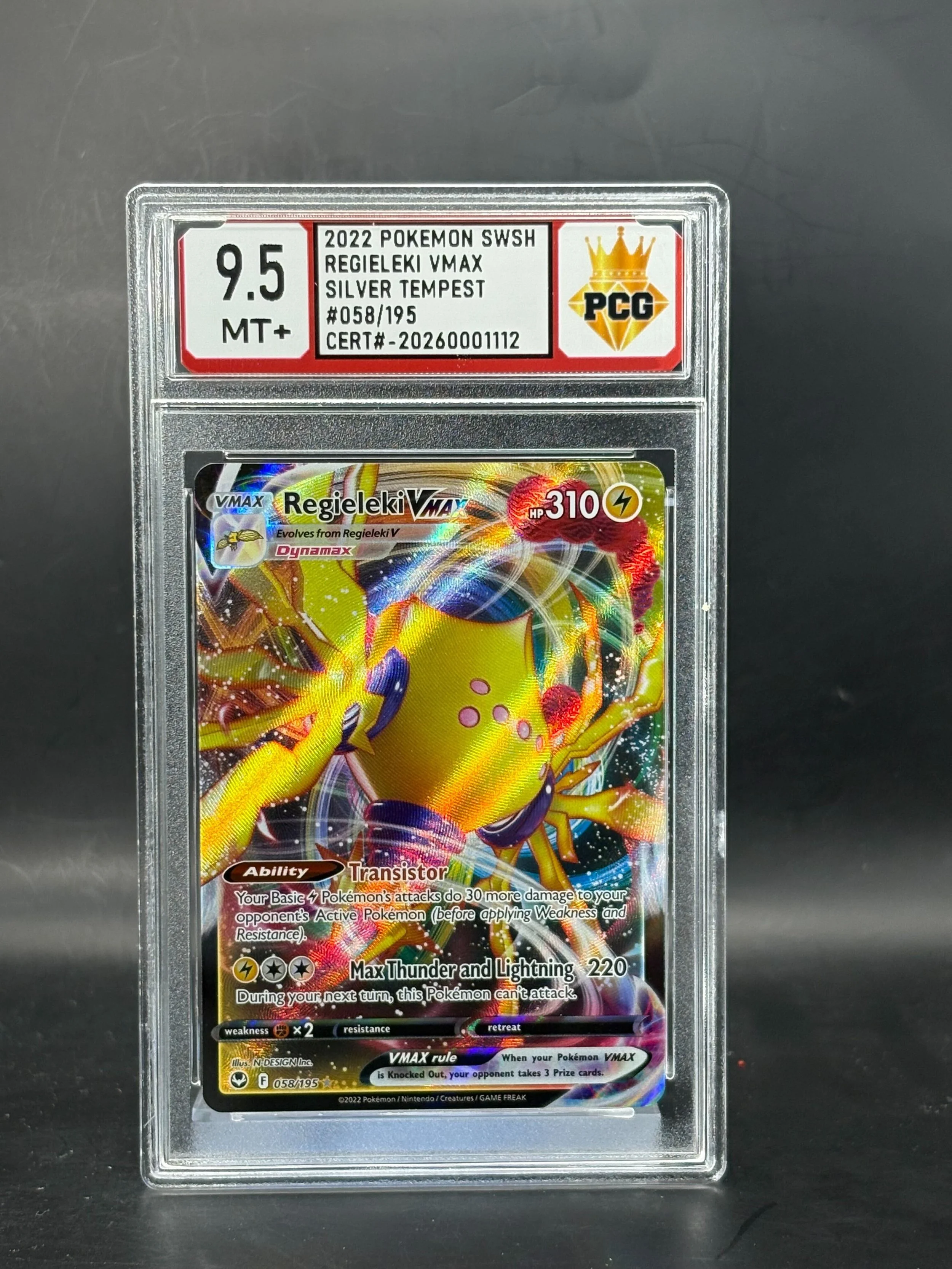 #20260001112 2022 POKEMON SWSH REGIELEKI VMAX 9.5 MT+