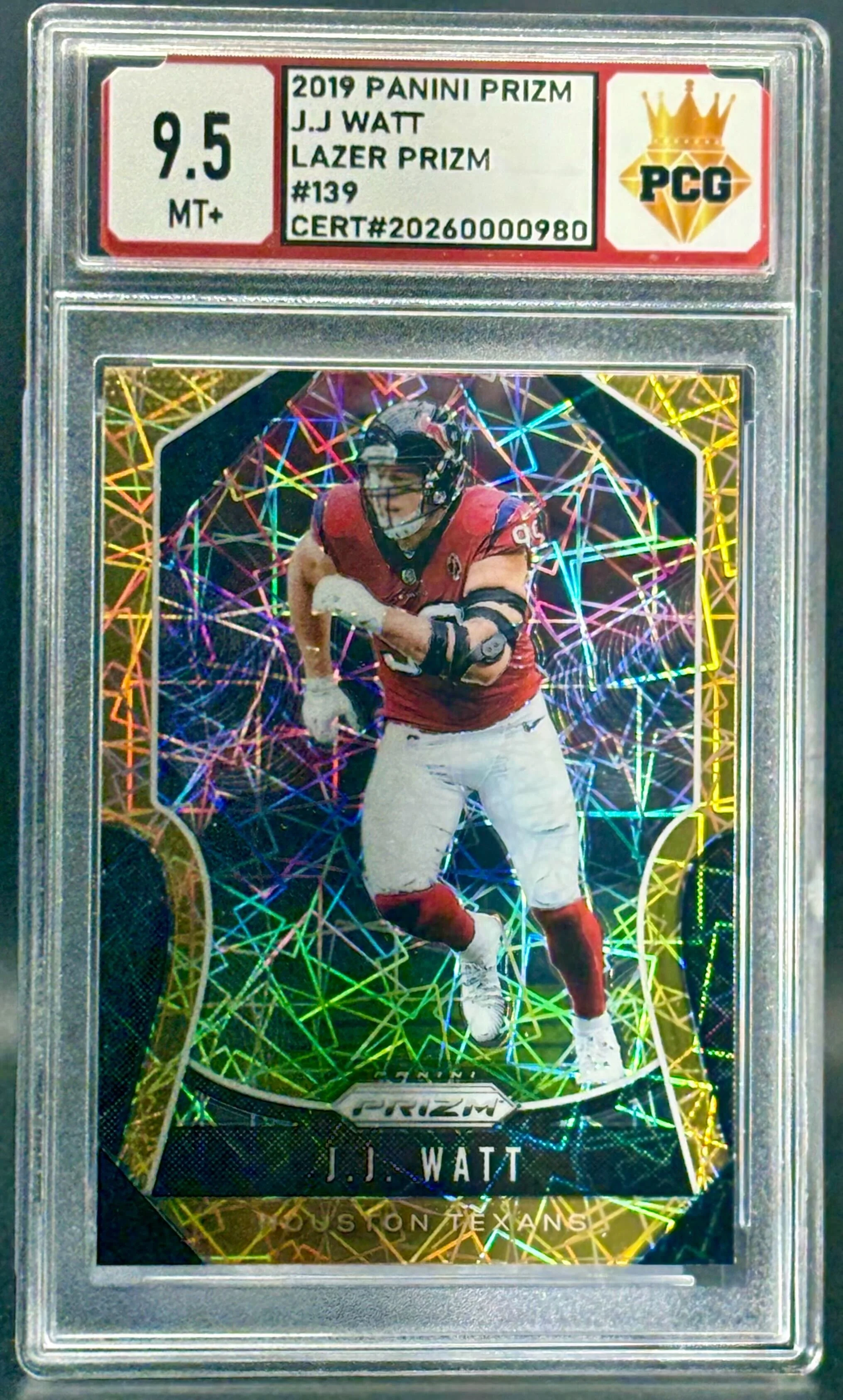 #20260000980 2019 J.J WATT LAZER PRIZM 9.5 MT+