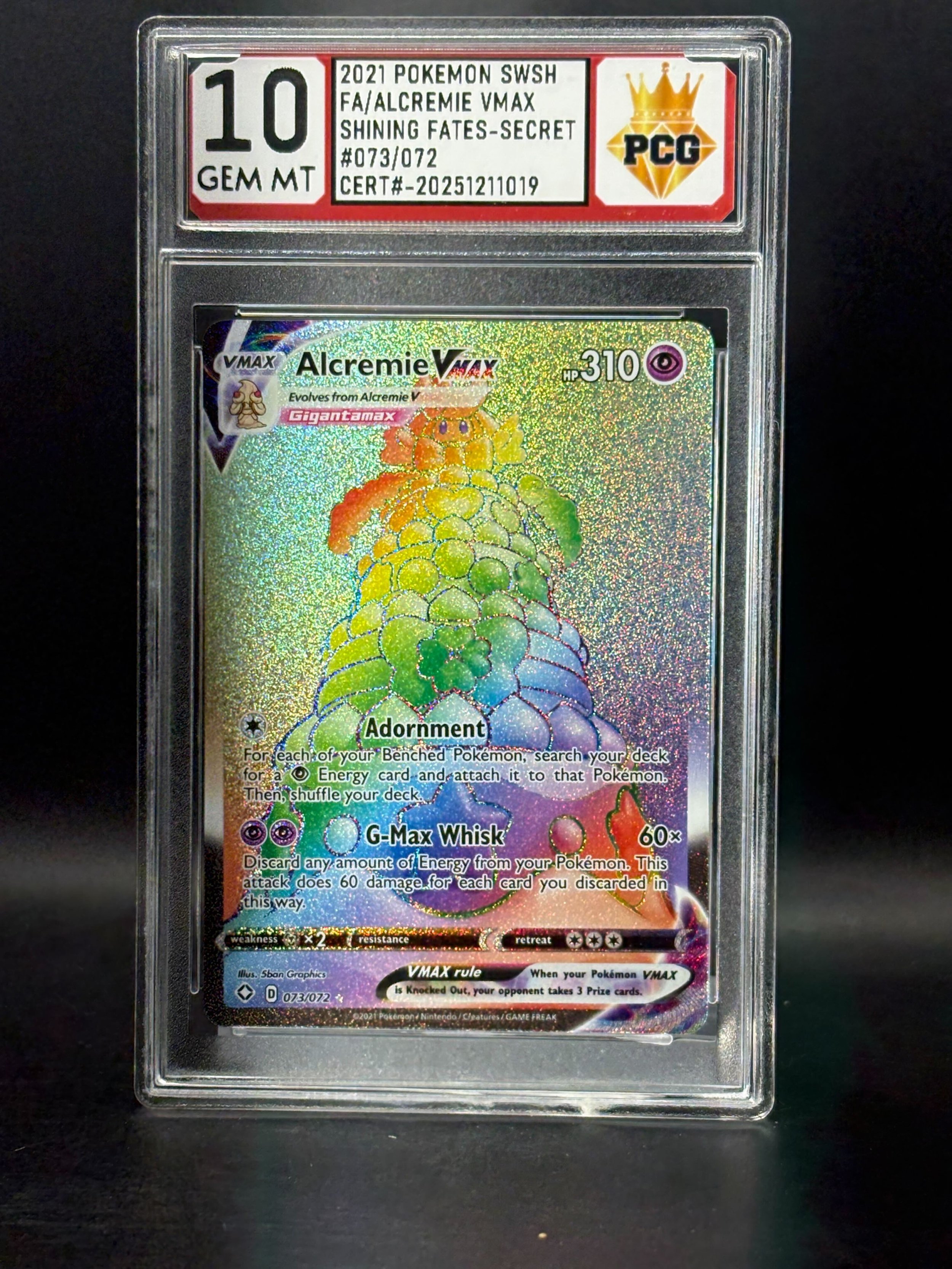 #20251211019 2021 POKEMON SWSH FA/ALCREMIE VMAX 10 GEM MT