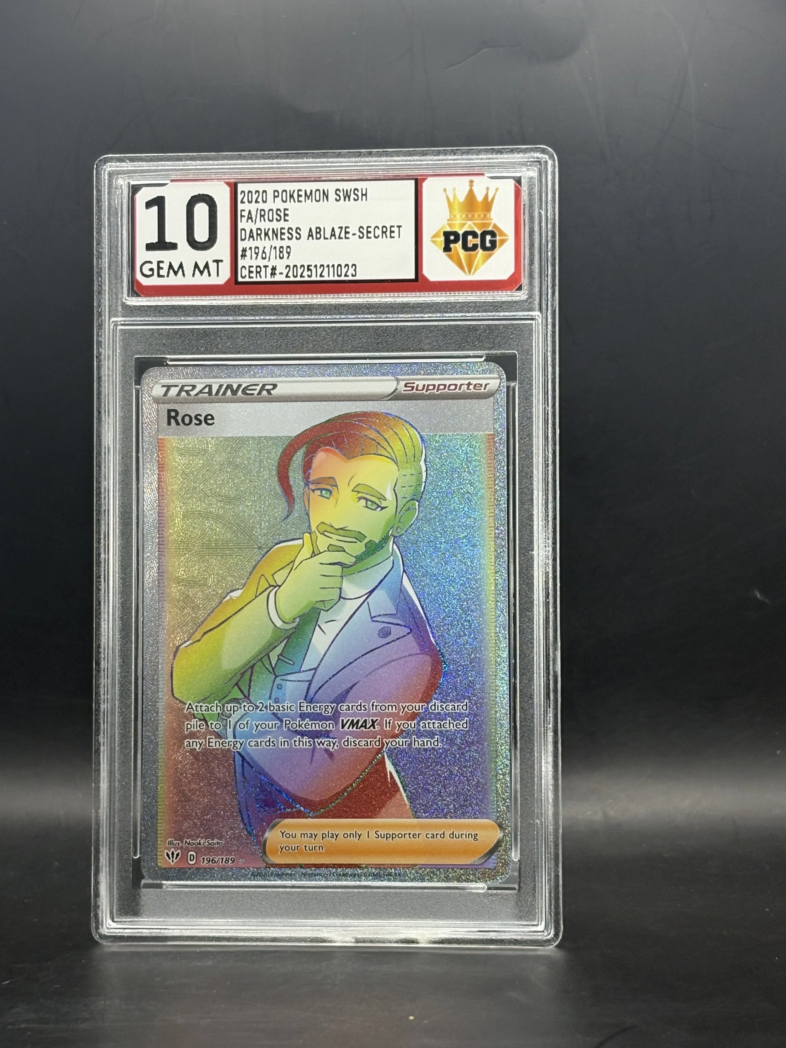 #20251211023 2022 POKEMON SWSH FA/ROSE DARKNESS #196/189 10 GEM MT