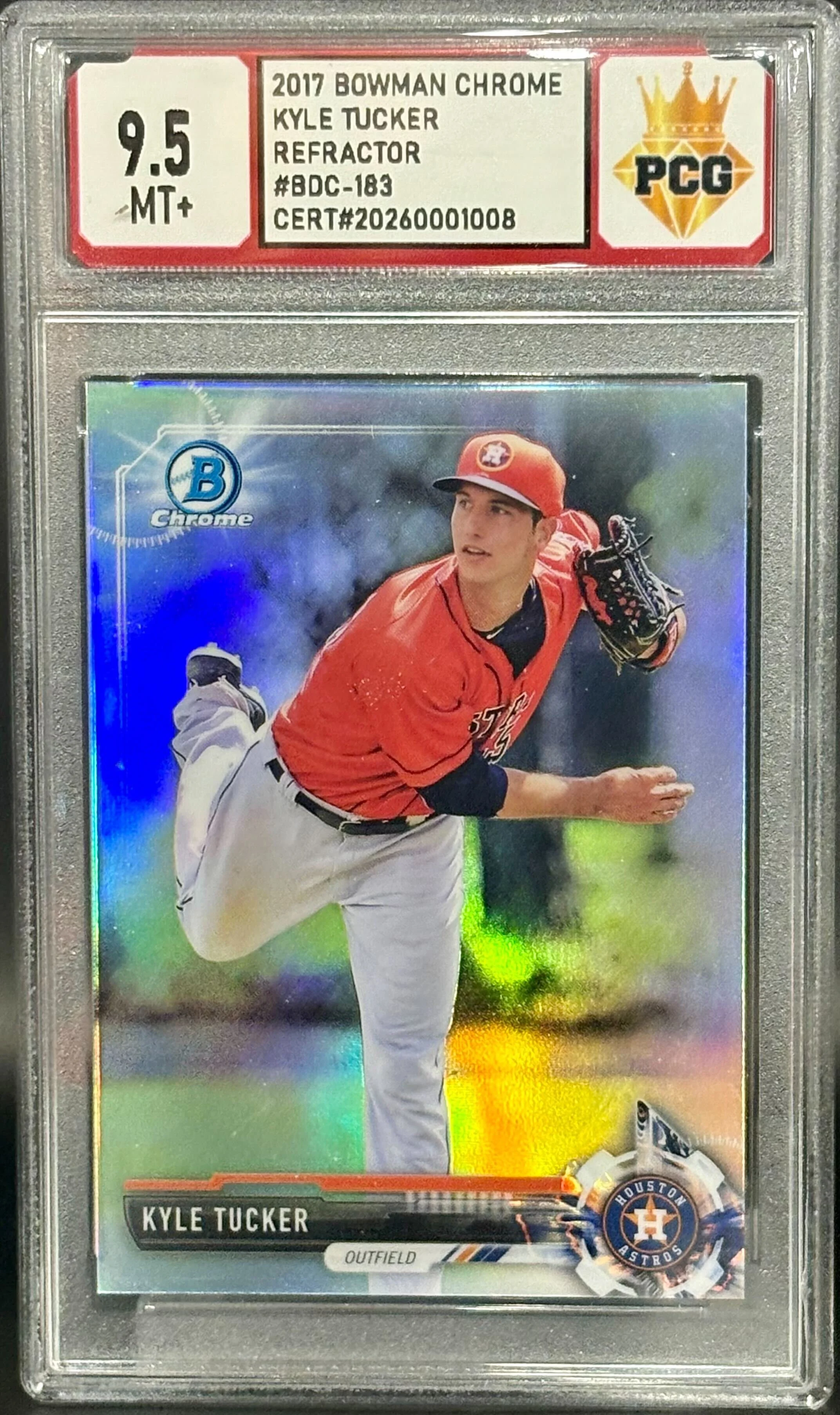#20260001009 2017 BOWMAN CHROME KYLE TUCKER 9.5 MT +
