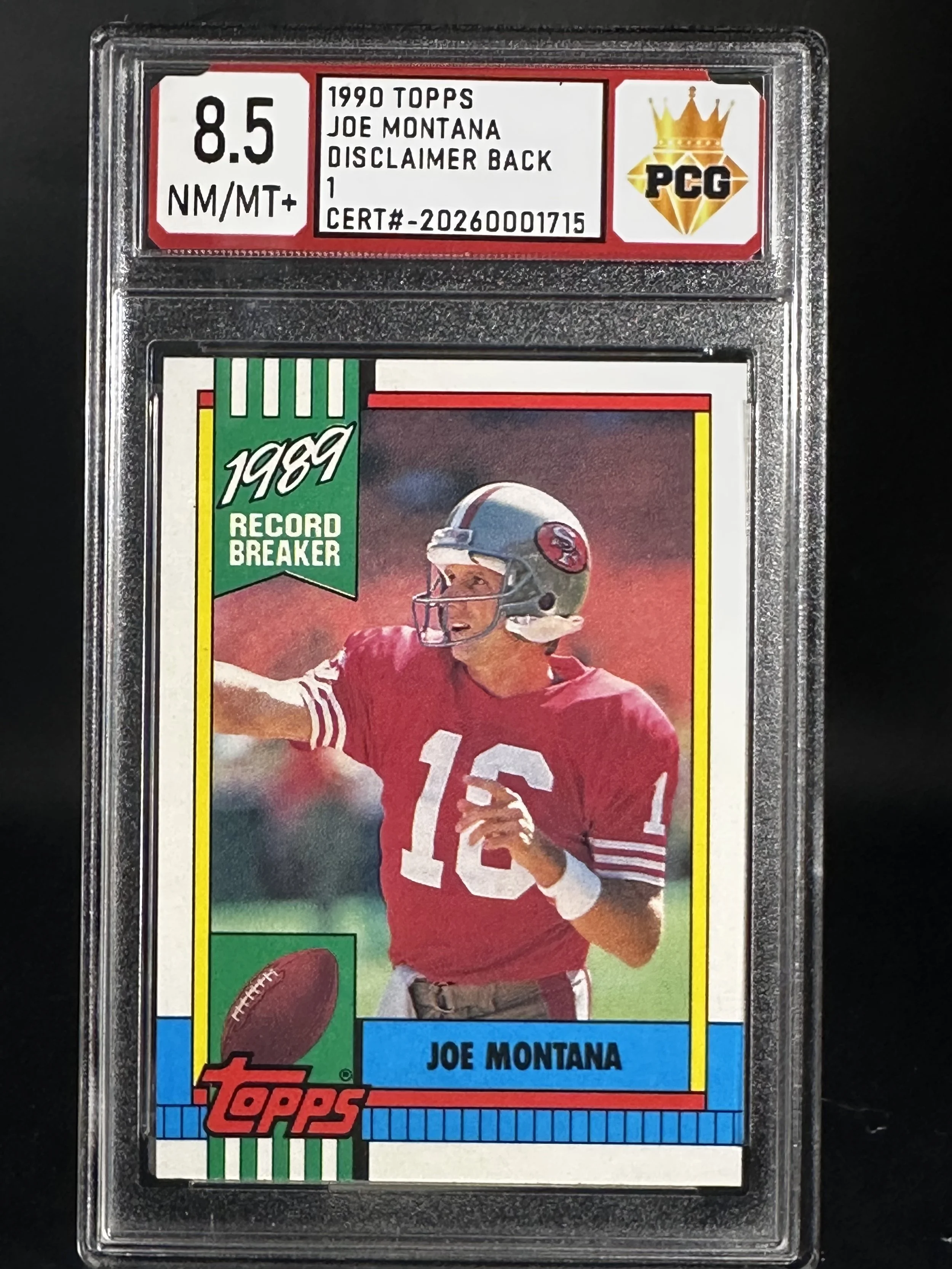 #20260001715 1990 JOE MONTANA 8.5 NM/MT+