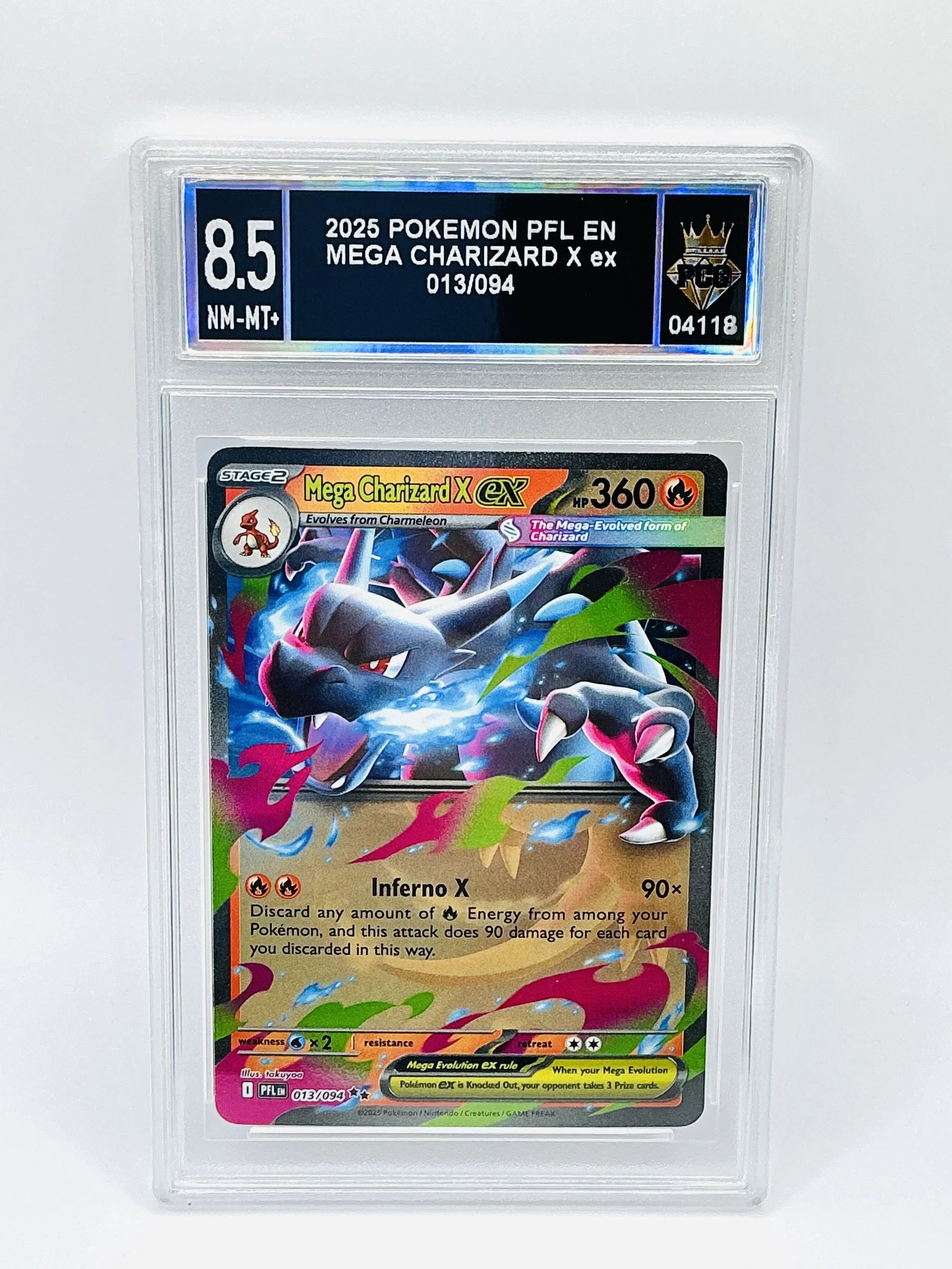 #04118 2025 MEGA CHARIZARD X EX 8.5 NM-MT+