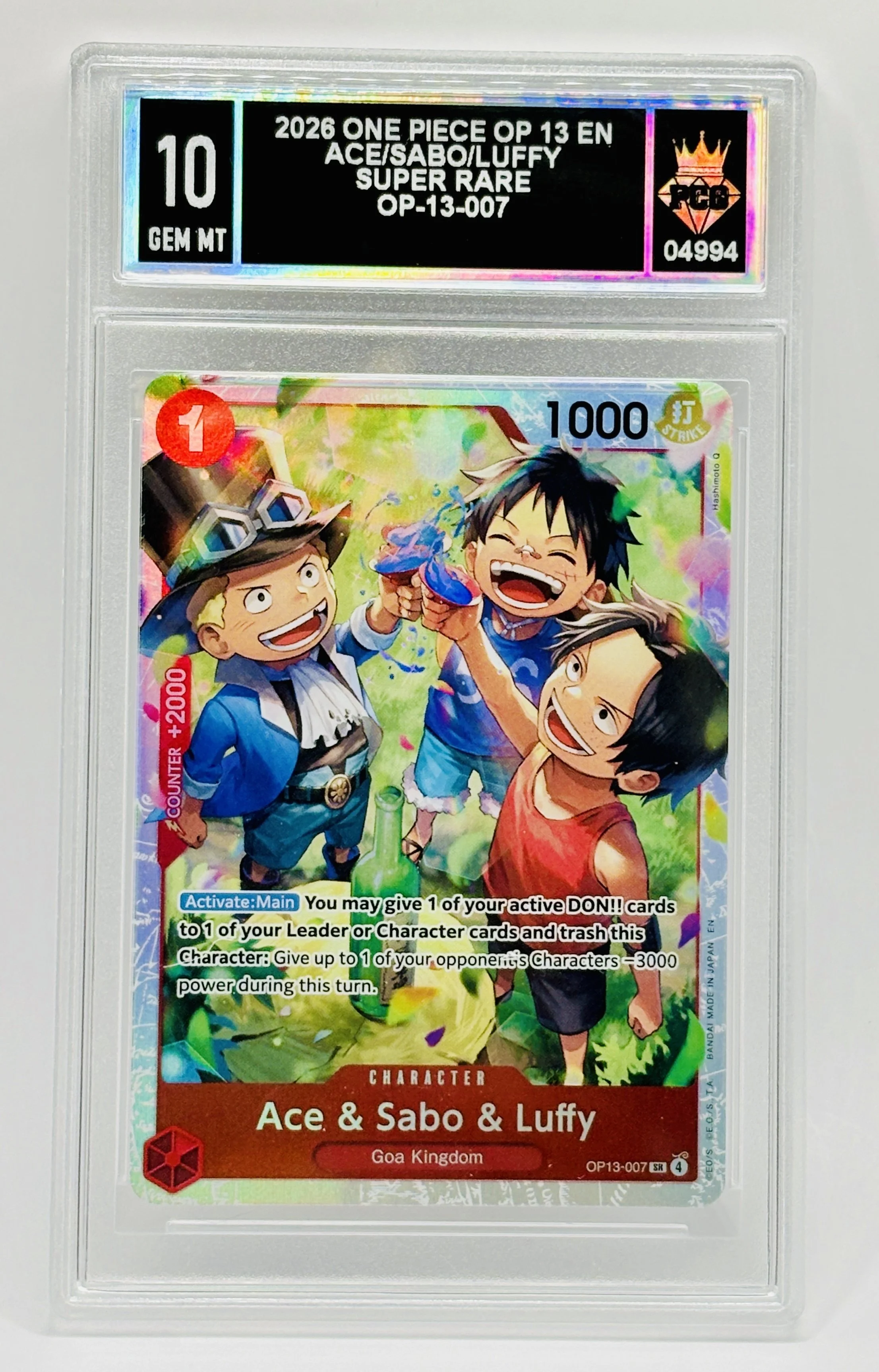 #20260004994 2026 ACE/SABO/LUFFY 10 GEM MT