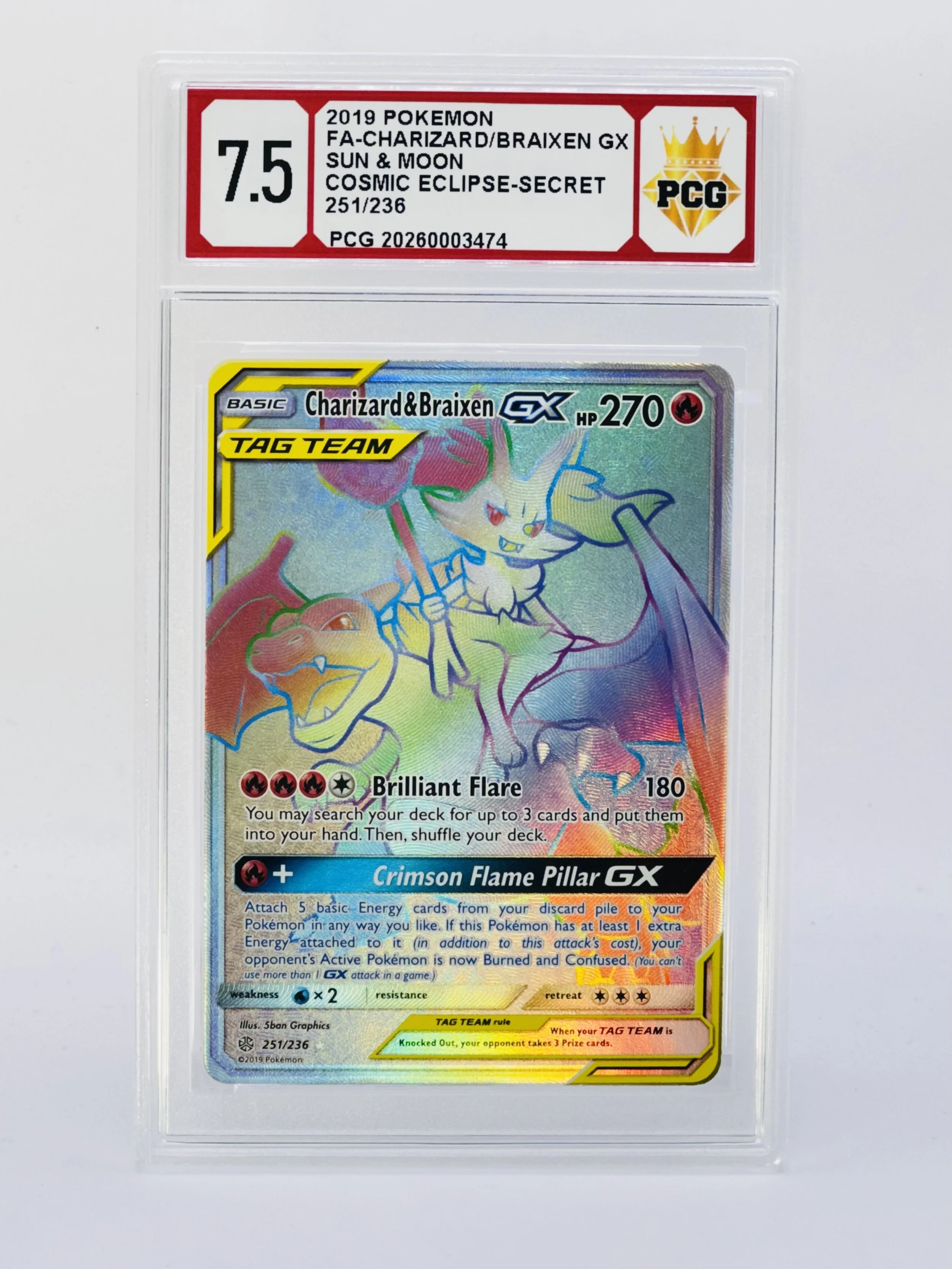 #20260003474 2019 FA-CHARIZARD/BRAIXEN GX 7.5