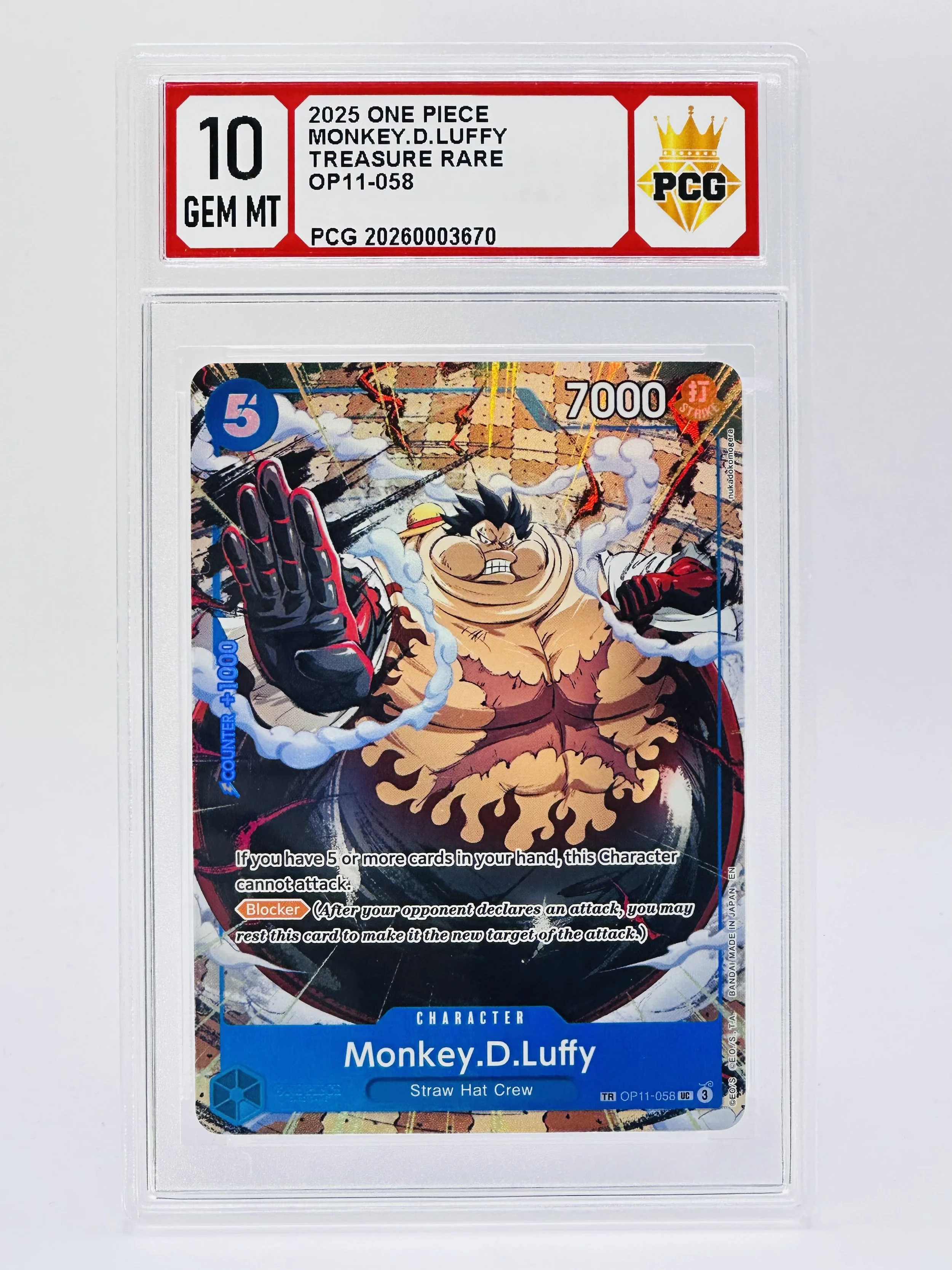 #20260003670 2025 MONKEY.D.LUFFY 10 GEM MT