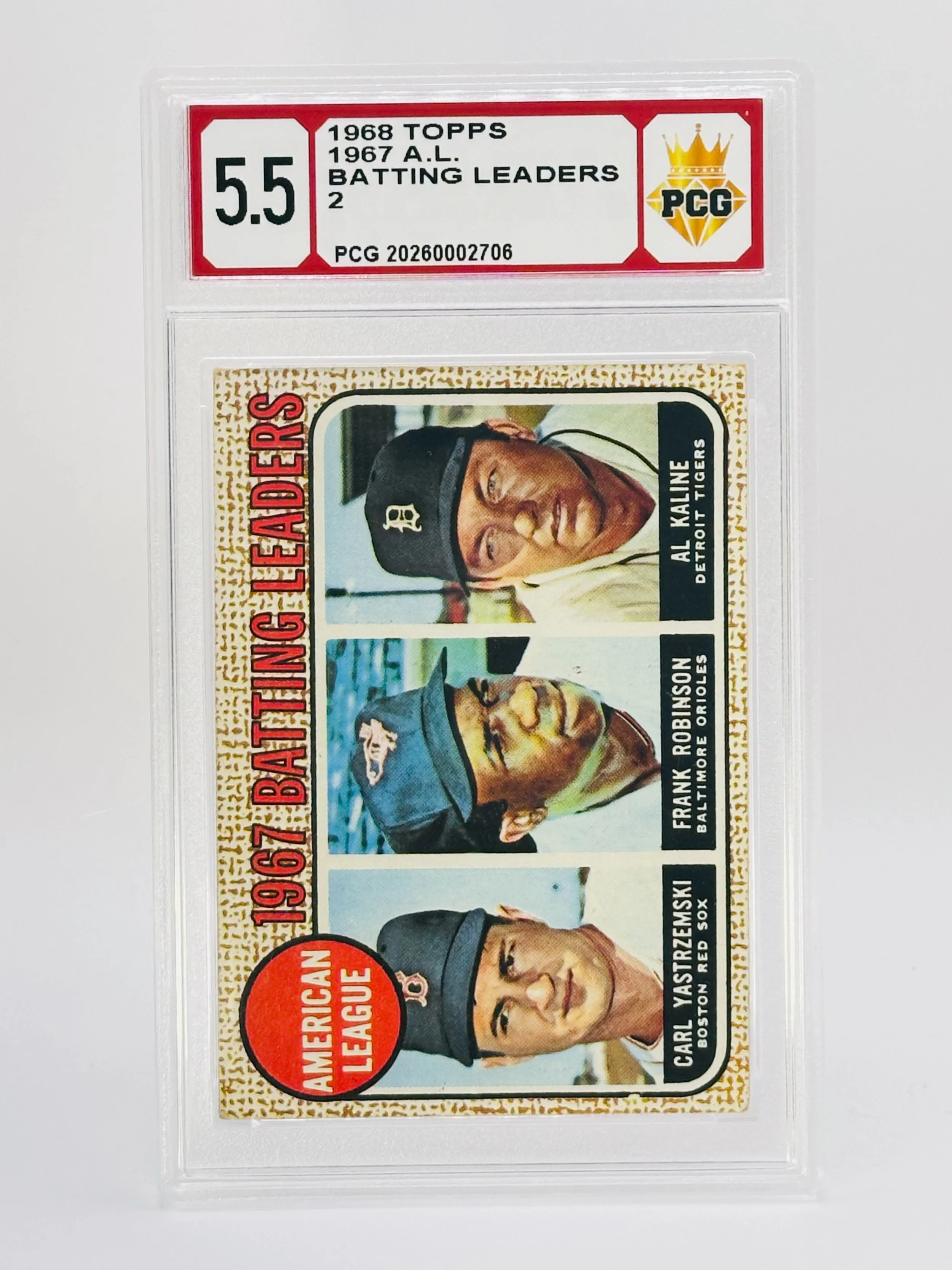 #20260002706 1968 TOPPS AL BATTING LEADERS 5.5