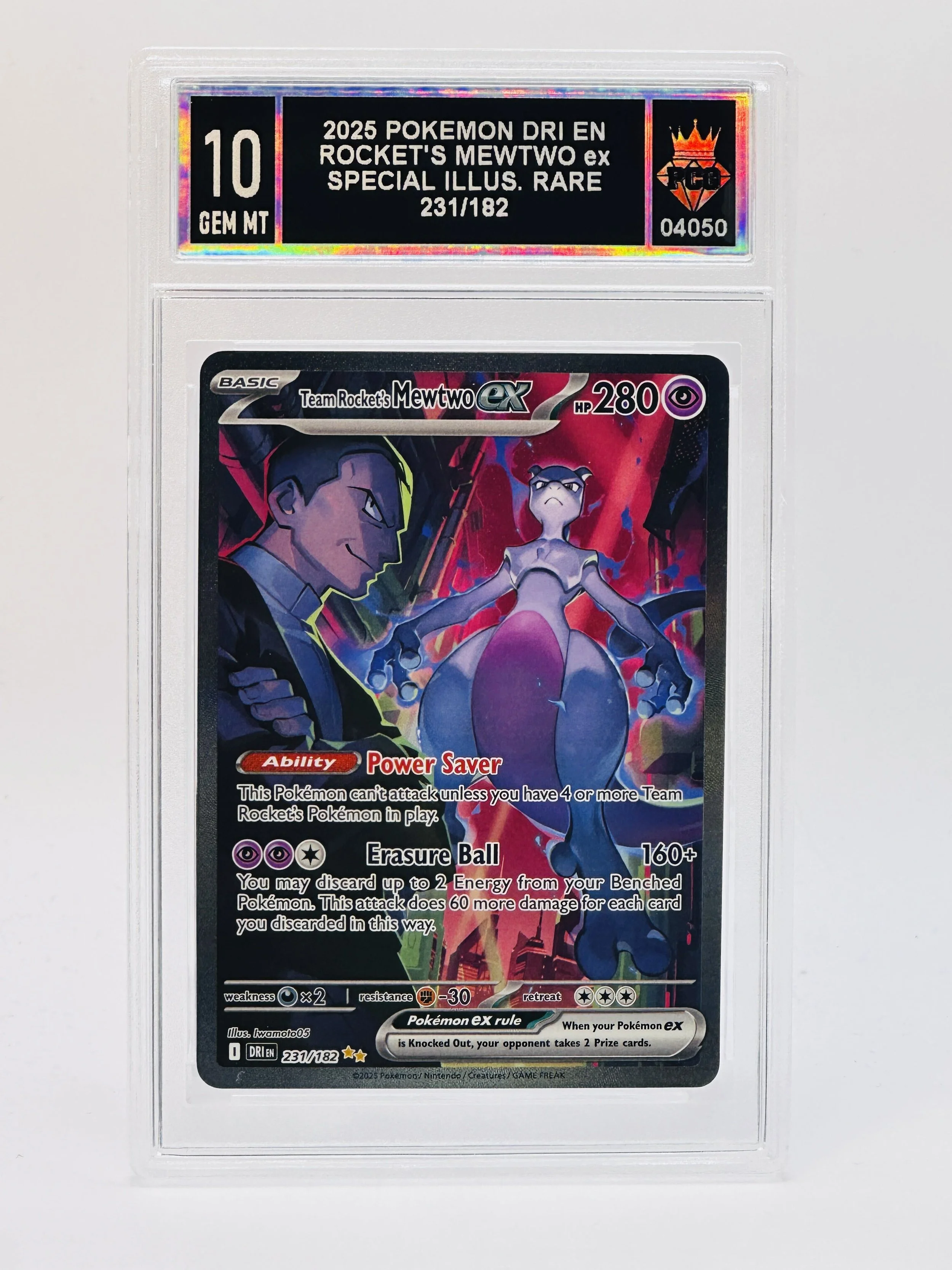 #20260004050 2025 ROCKET'S MEWTWO EX 10 GEM MT