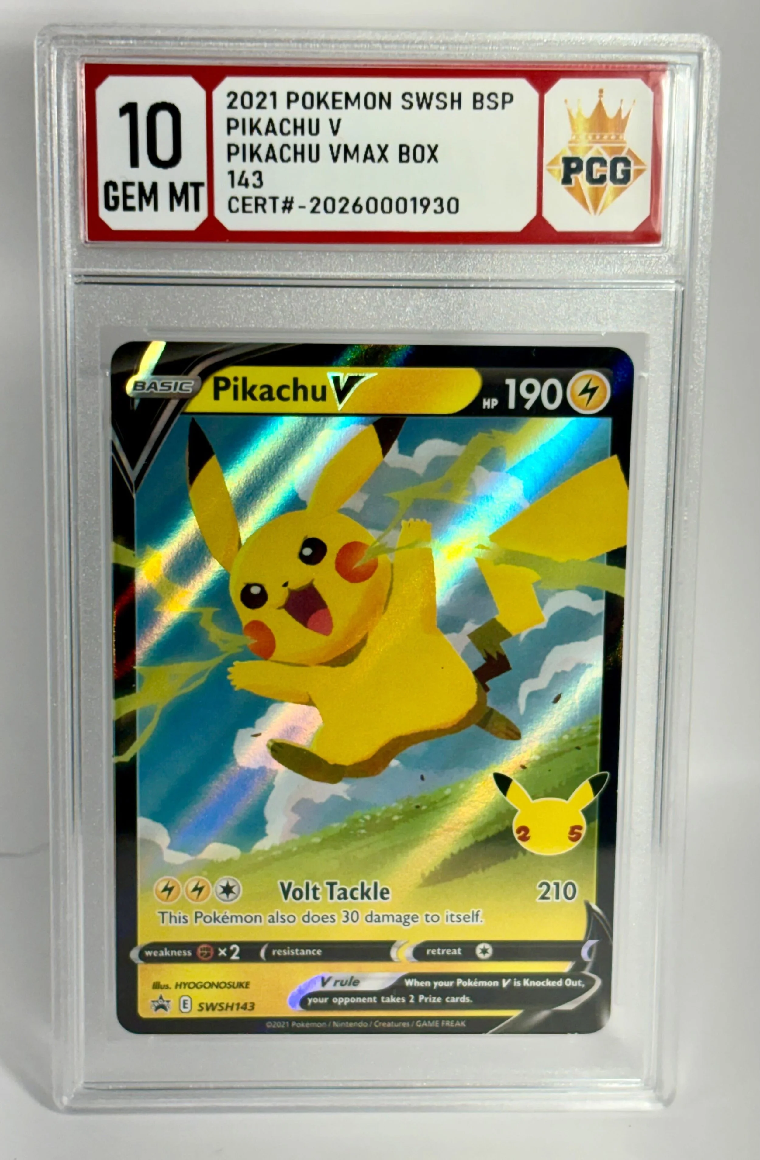 #20260001930 2021 PIKACHU V 10 GEM MT