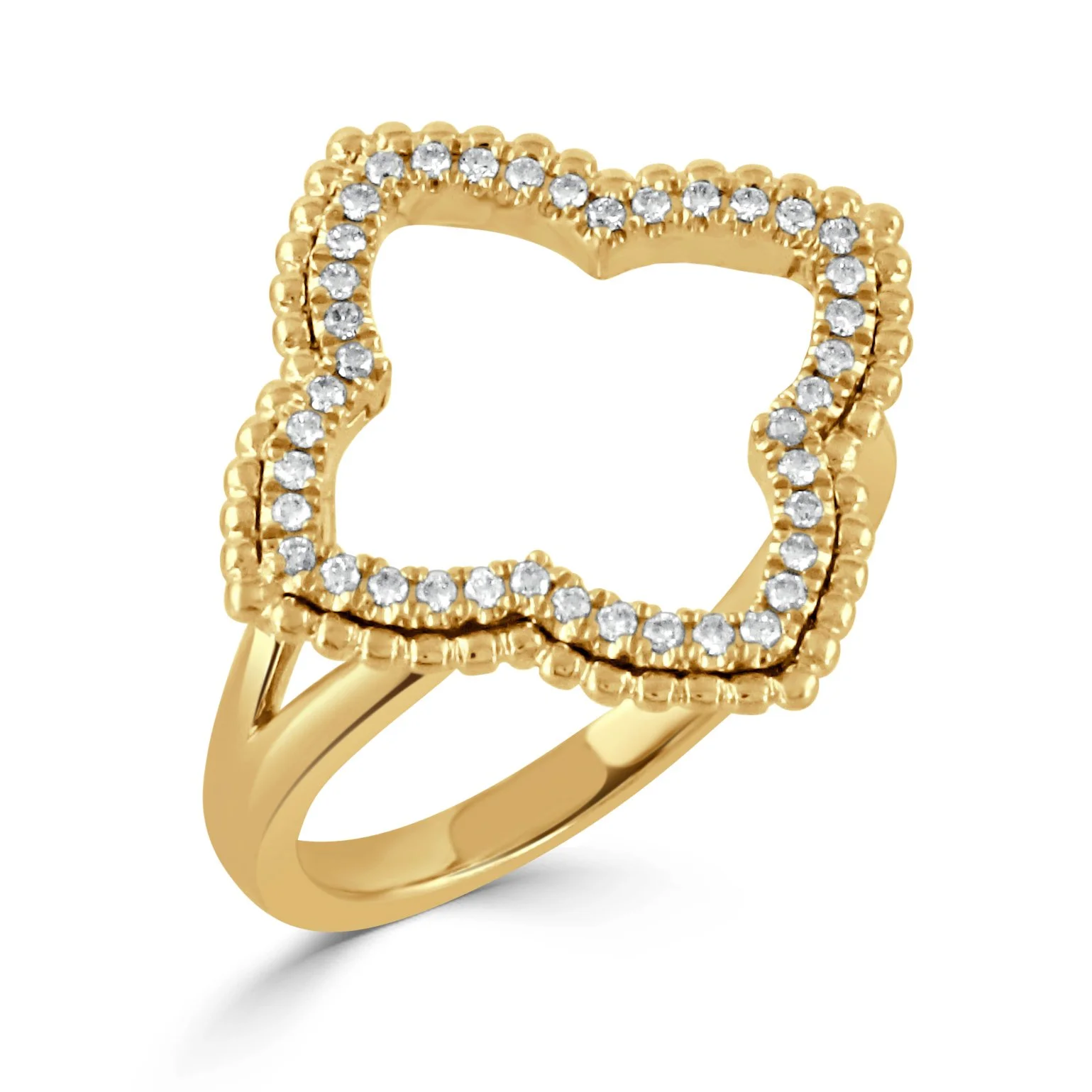 Doves 18K Yellow Gold Open Diamond Fashion Ring