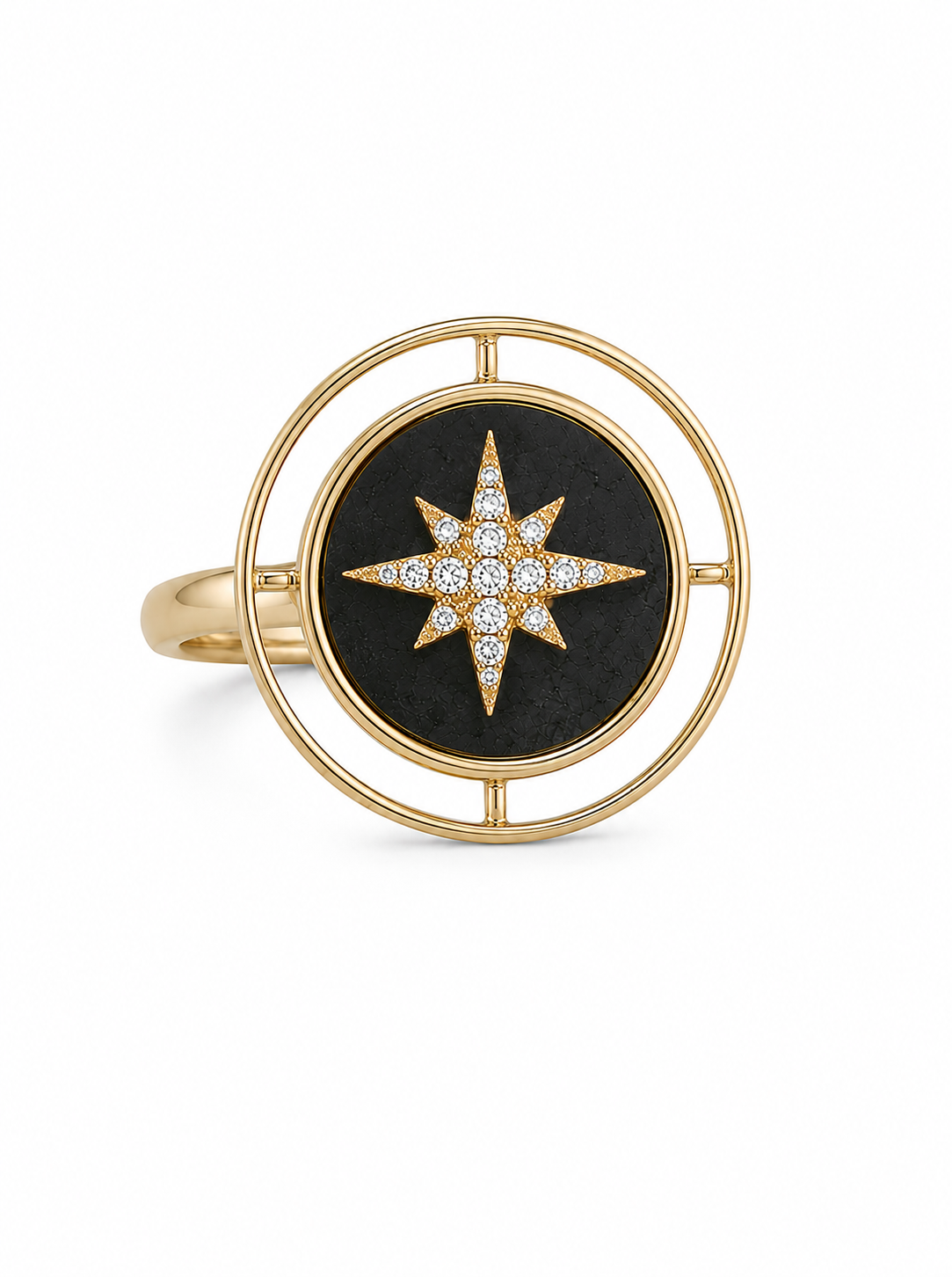 Doves Celestia 18K Yellow Gold Black Onyx & Diamond Starburst Ring