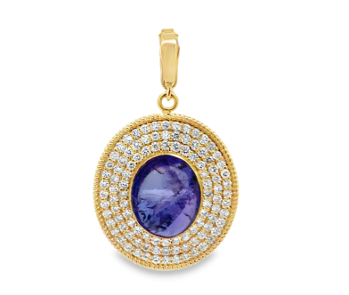 Rudolf Friedmann 14k Tanzanite and Diamond Pendant and Chain Necklace Elegant Luxury Jewelry