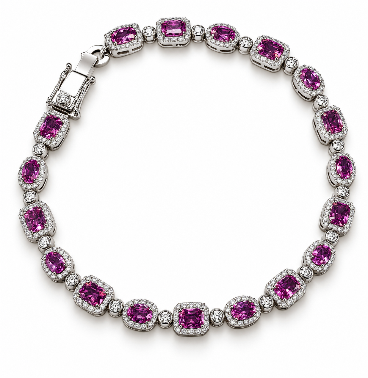 Fuchsia Sapphire and Diamond Tennis Bracelet.png